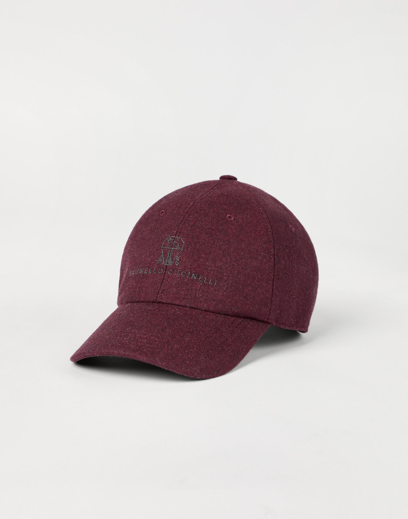 Virgin wool flannel baseball cap with embroidery 1