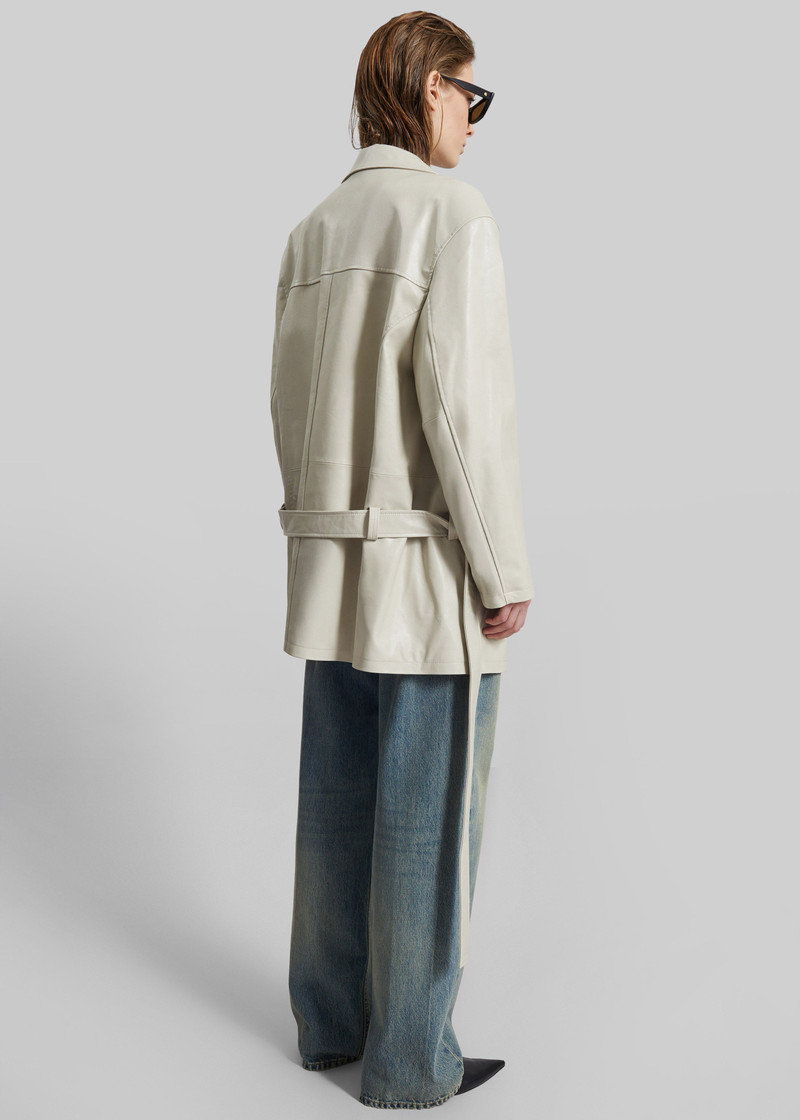 Low Classic Low Waist Artificial Leather Jacket - Beige 9