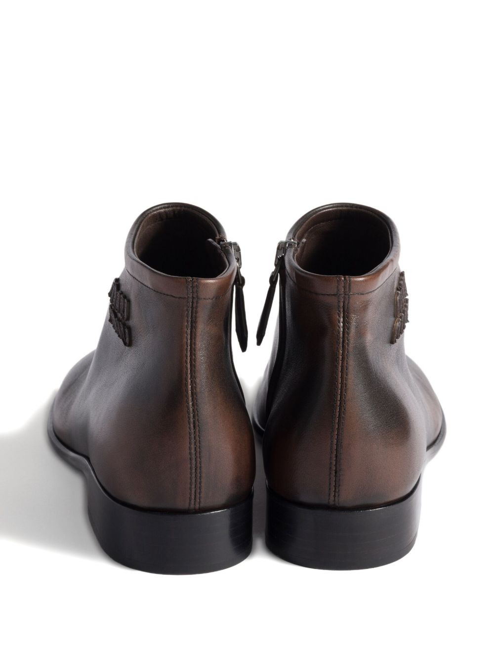 logo-detail leather boots - 3