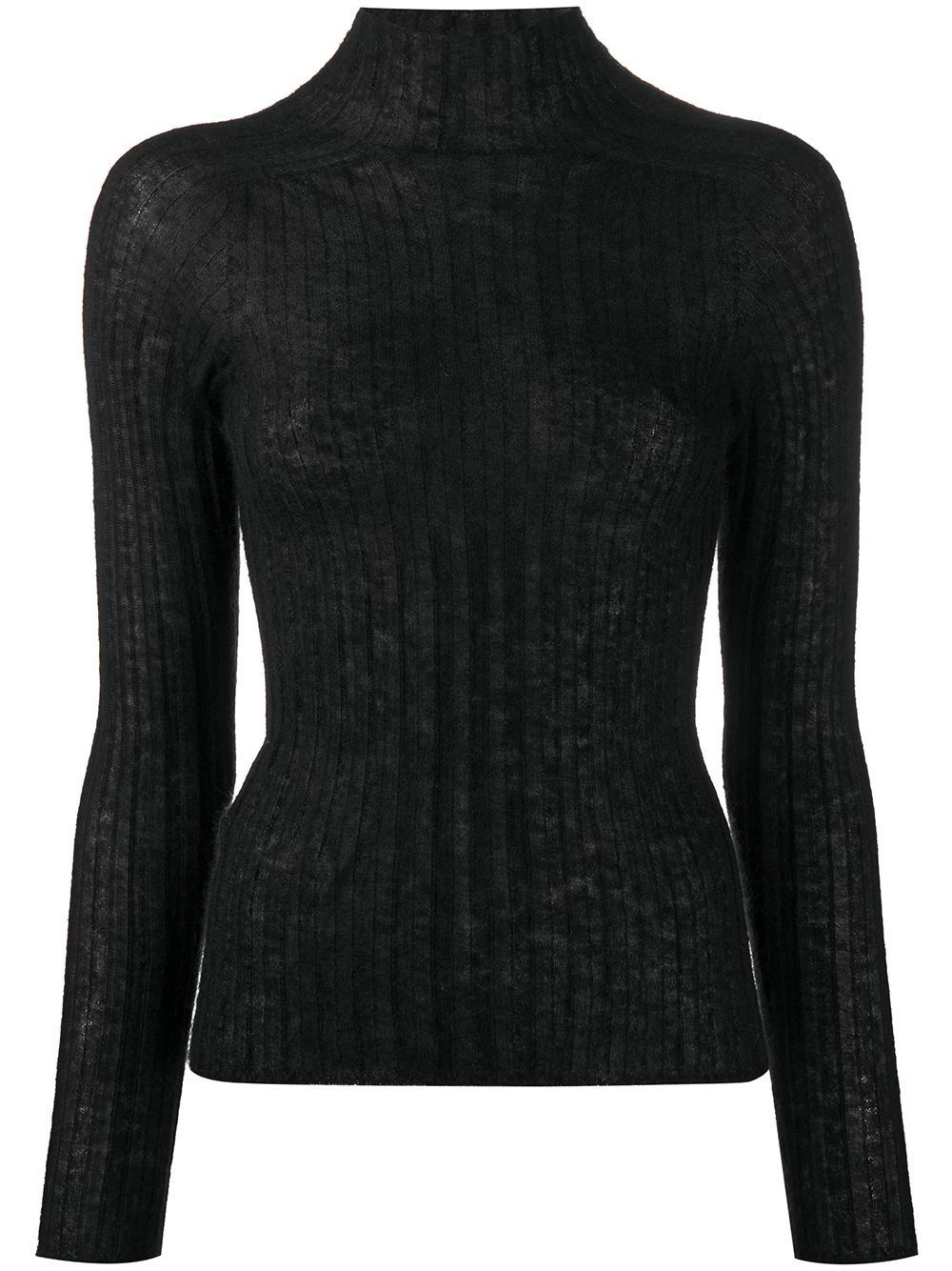  LADIES HIGH NECK KNIT TOP BLACK  - 1