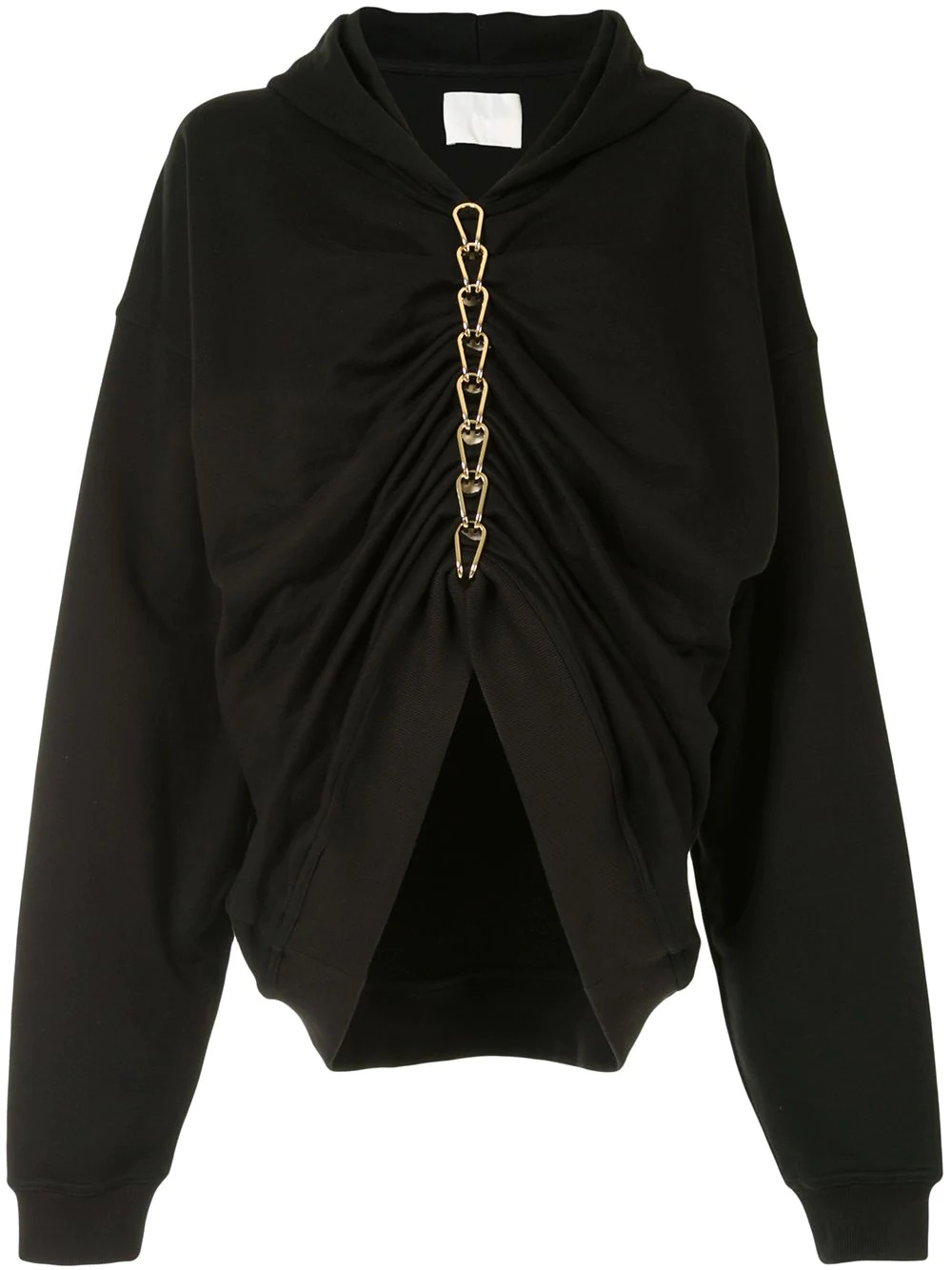 chain-link ruched hoodie - 1