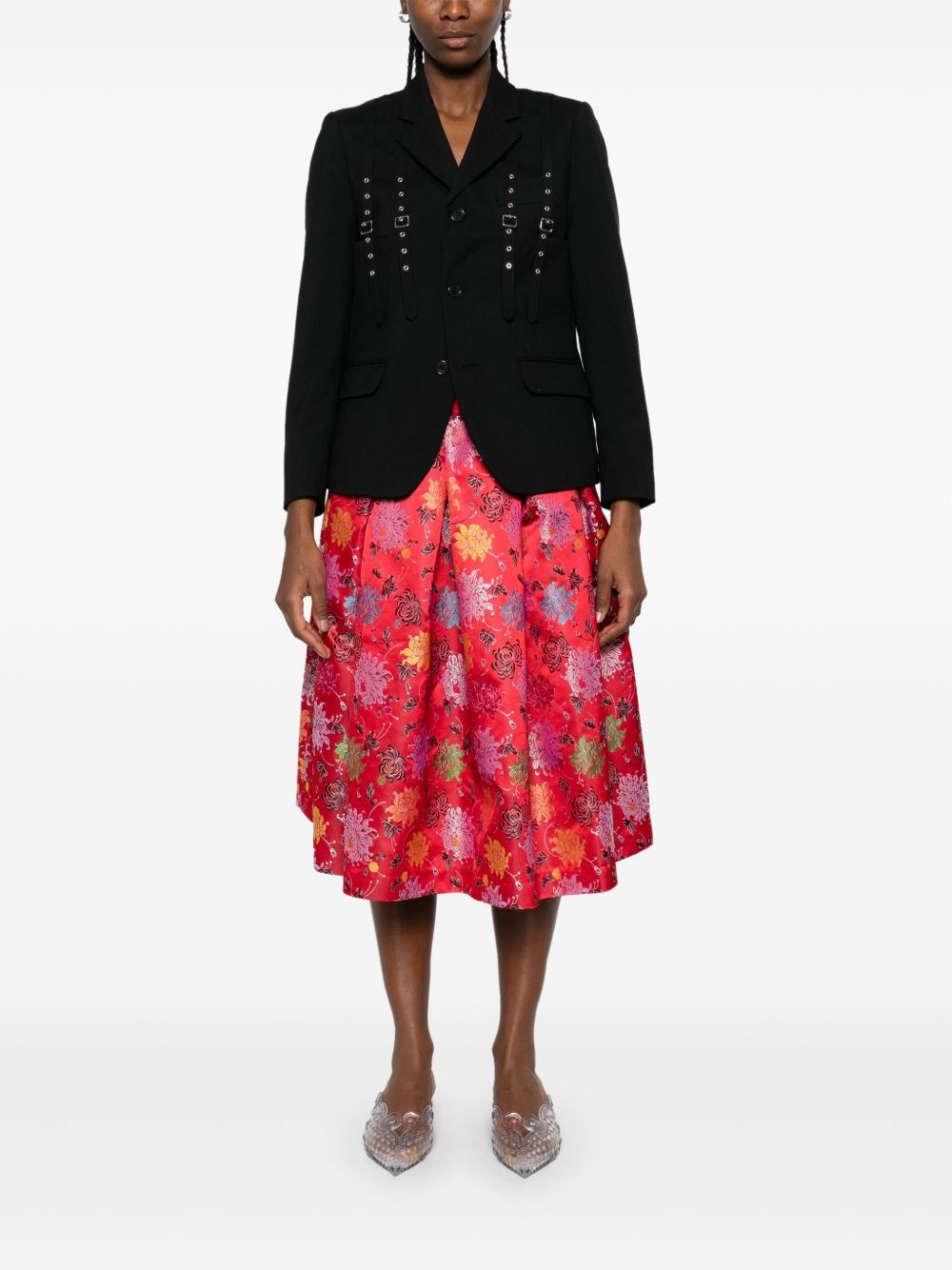 floral-jacquard midi skirt - 2