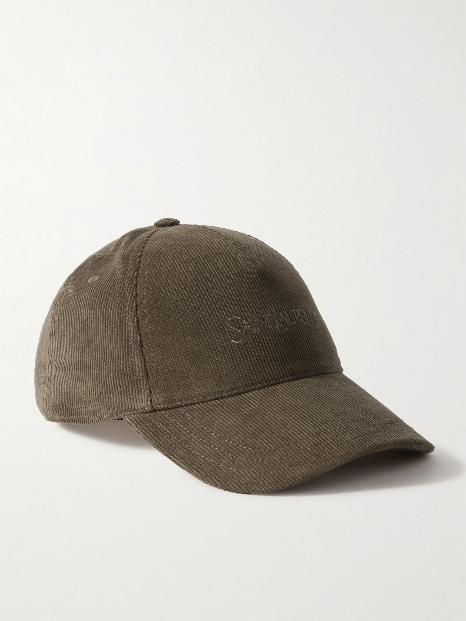 Embroidered cotton-corduroy cap Leaf green - 1