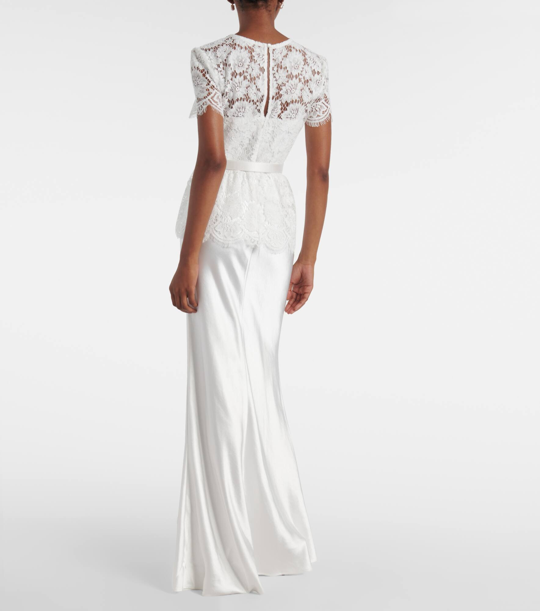 Bridal embellished lace satin gown - 3