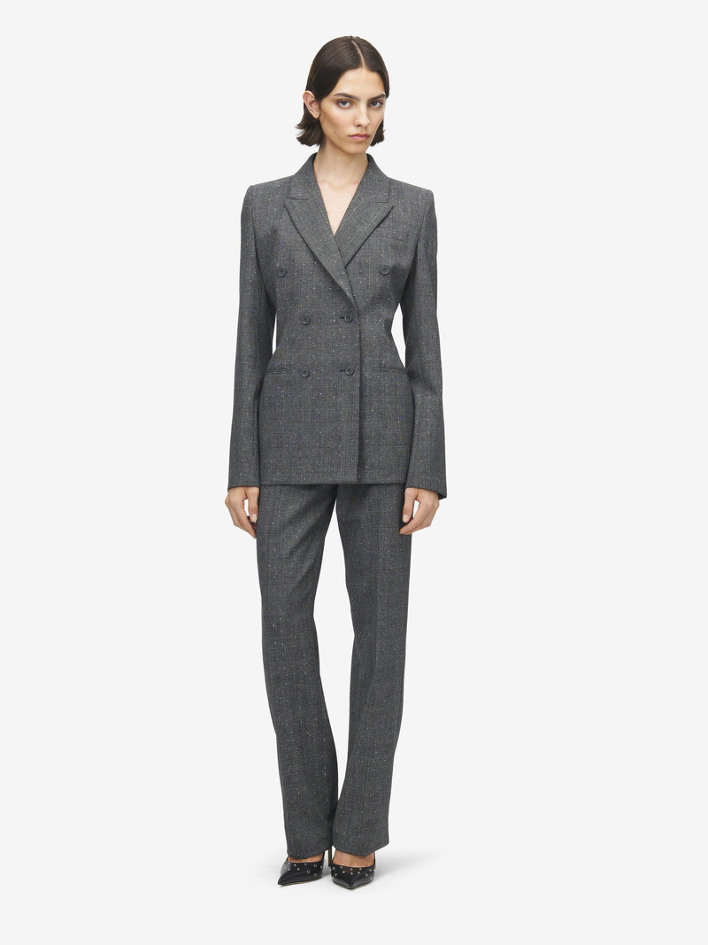 Alexander McQueen Flecked Glen Check Tailored Trousers outlook