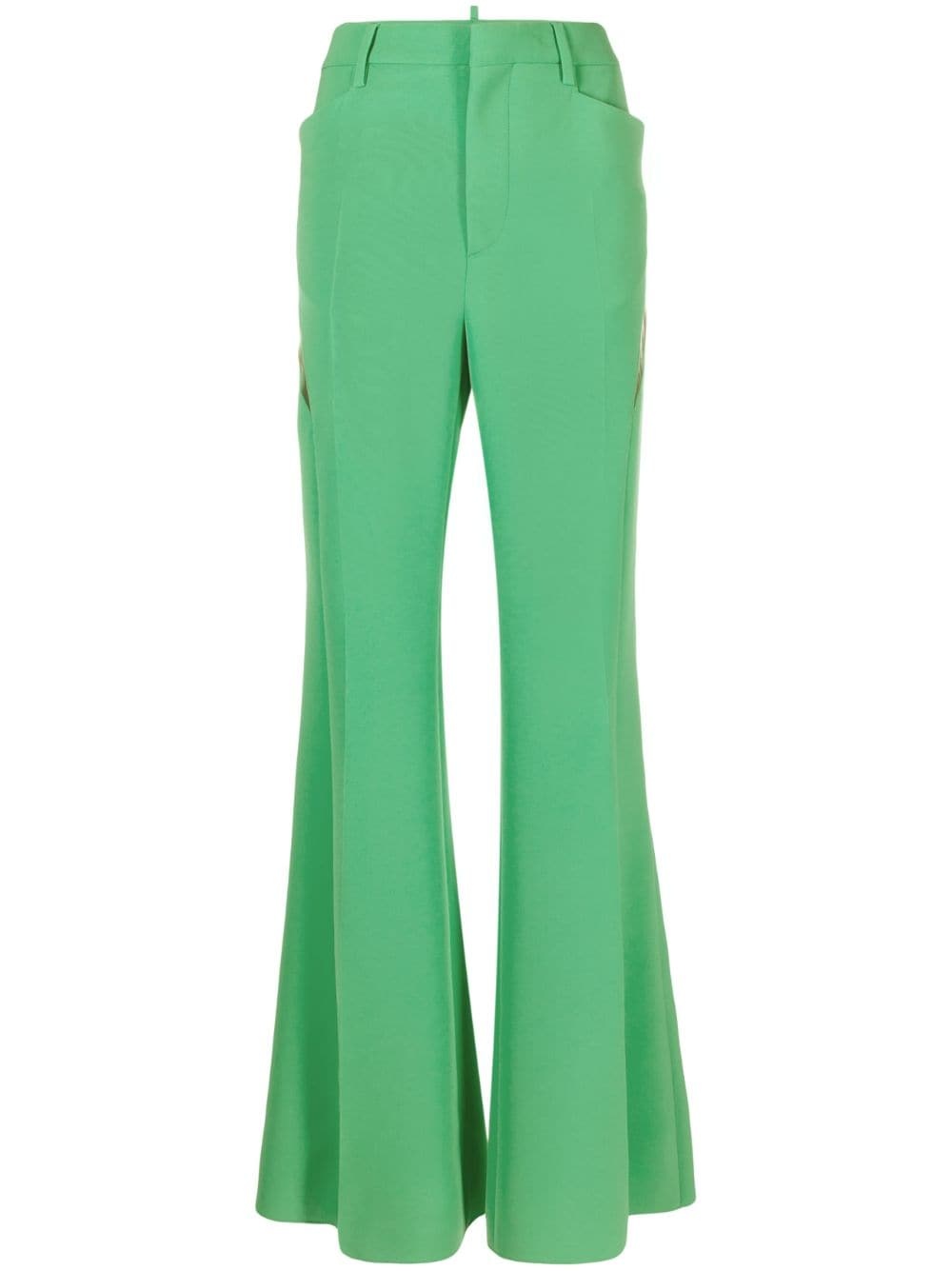 cut-out mesh detail flared trousers - 1