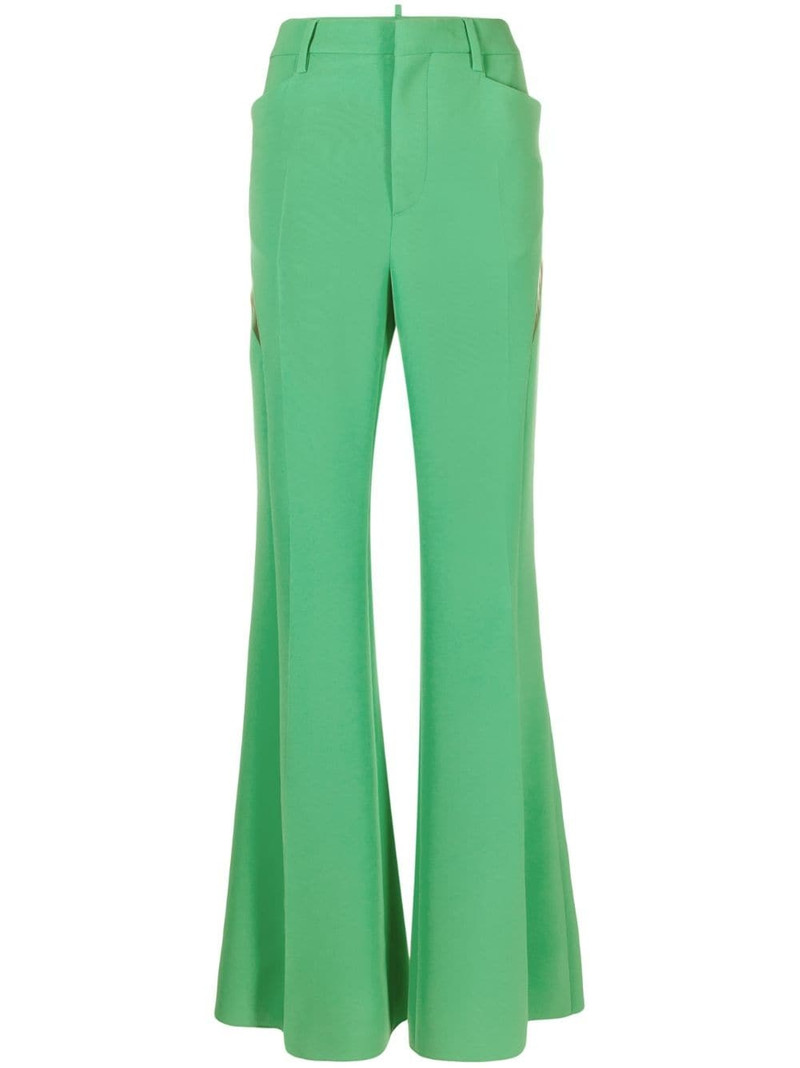 cut-out mesh detail flared trousers 1