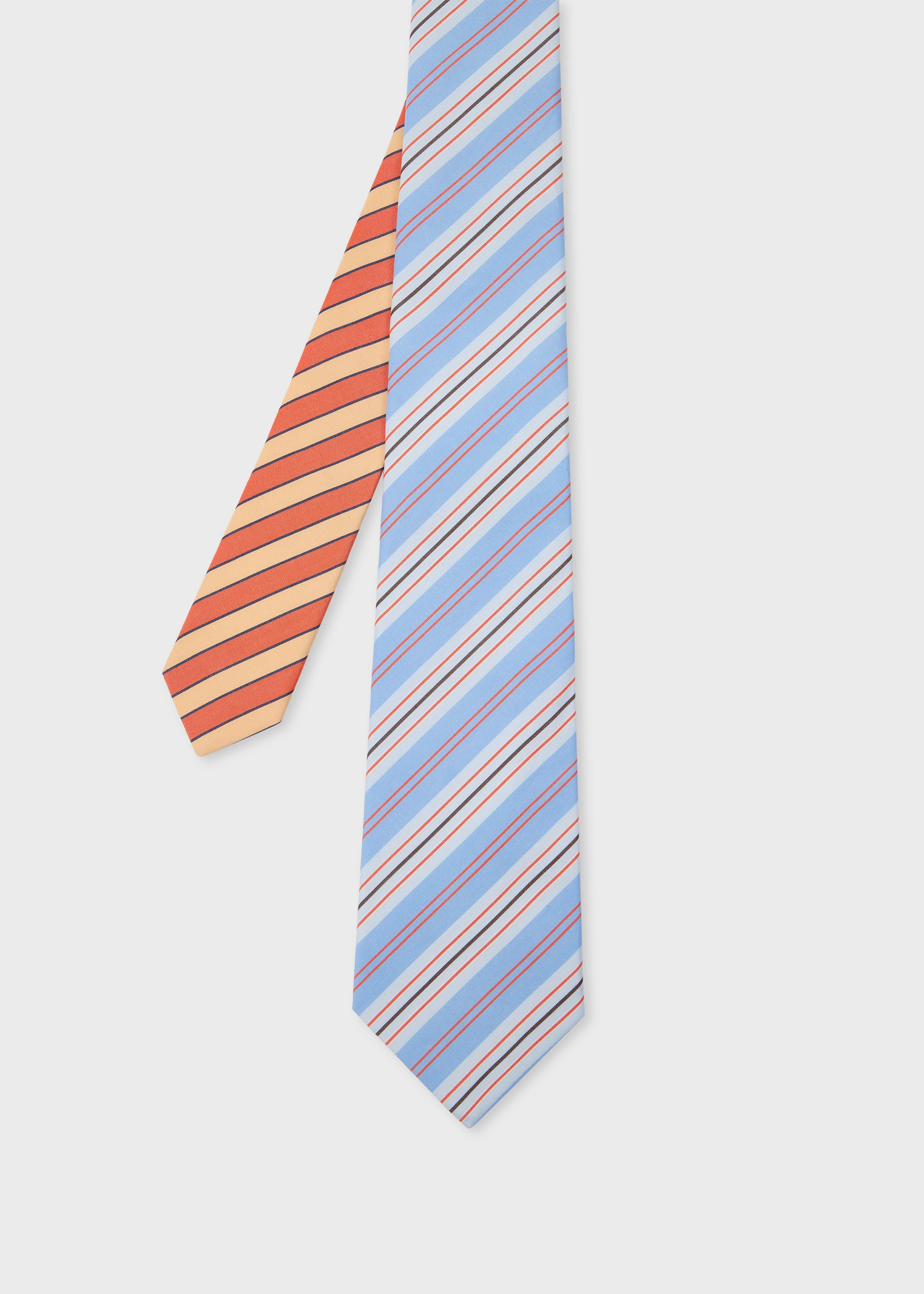 Blue and Orange Stripe Cotton Tie - 1