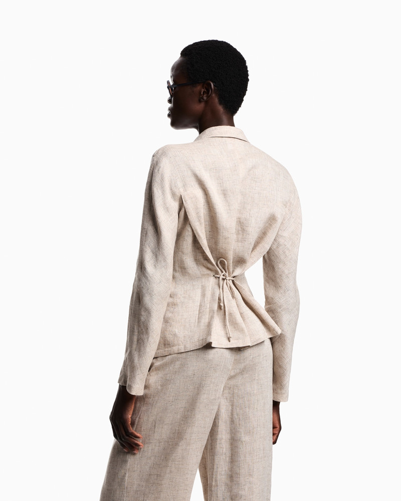 EMPORIO ARMANI LINEN-BLEND CHAMBRAY JACKET outlook