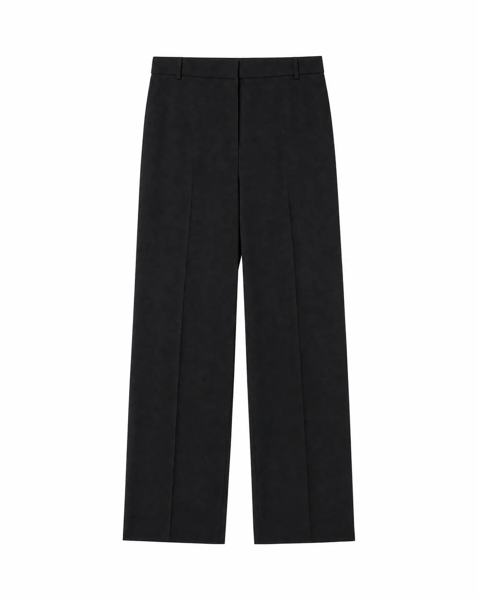 STRAIGHT-LEG BLACK WOOL-BLEND SUIT PANTS - 1