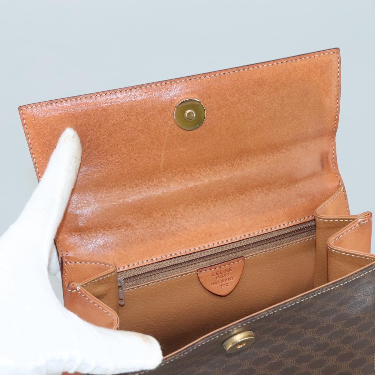 CELINE Macadam Canvas Hand Bag Pvc Leather Brown - 15