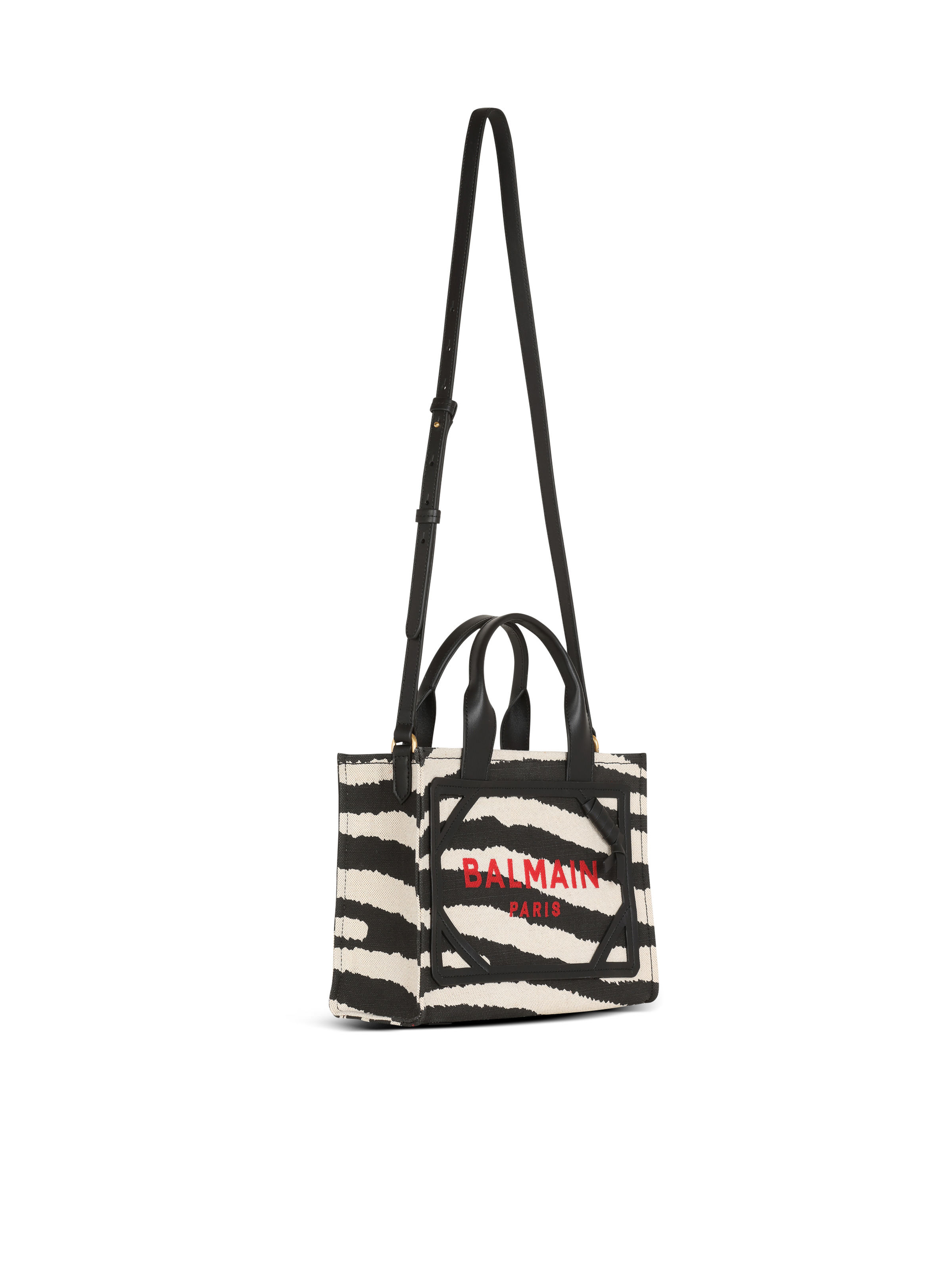 B-Army small zebra print canvas shopping bag with leather inserts - 3