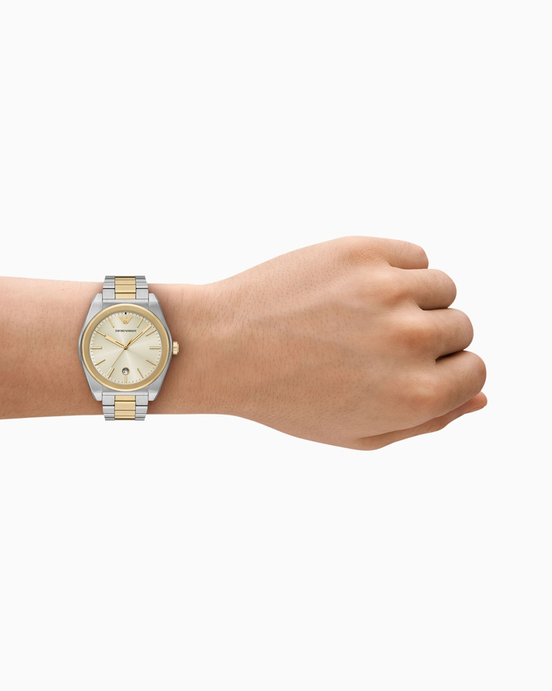 EMPORIO ARMANI THREE-HAND TWO-TONE STAINLESS STEEL WATCH outlook