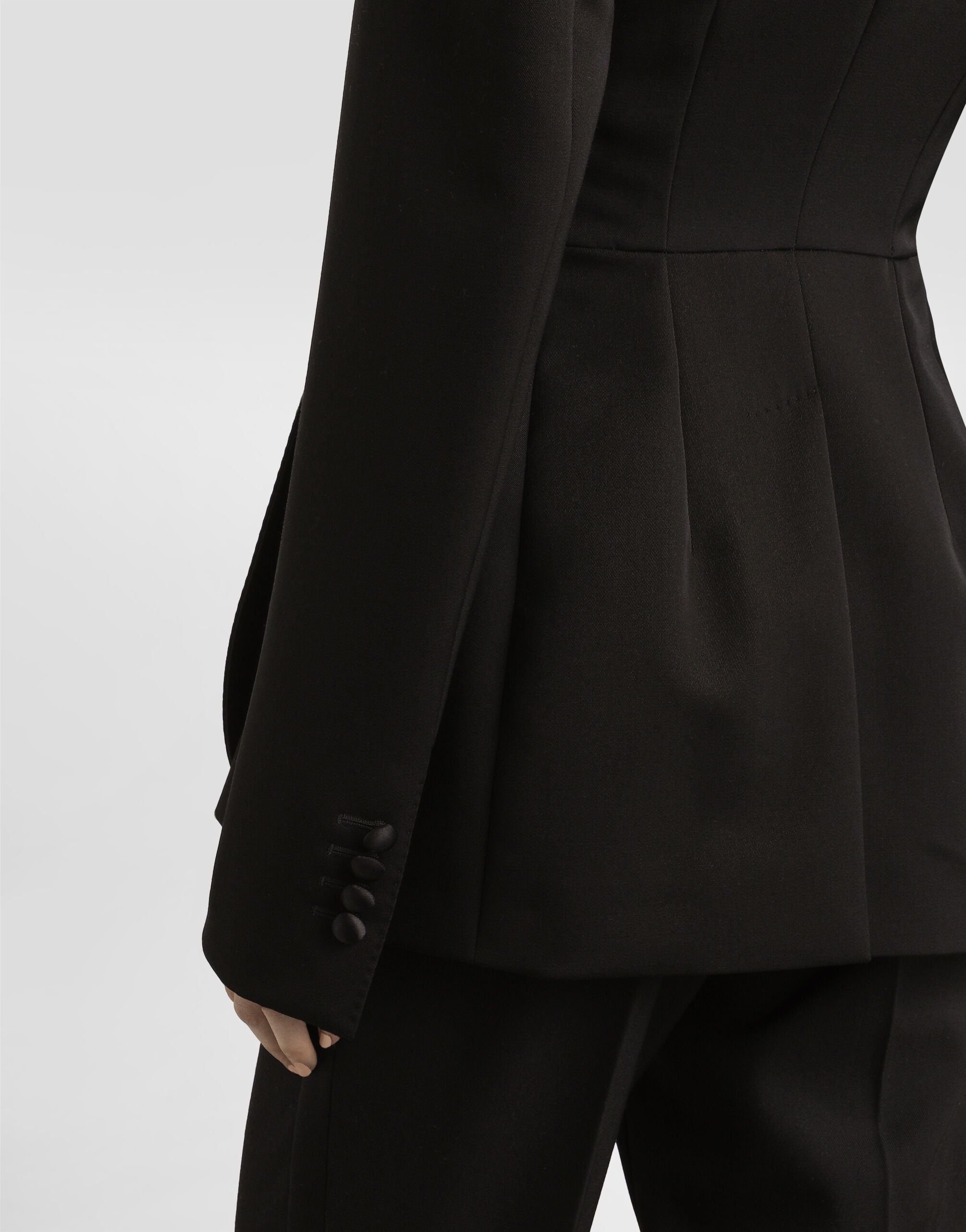 Double-breasted wool gabardine tuxedo jacket - 6