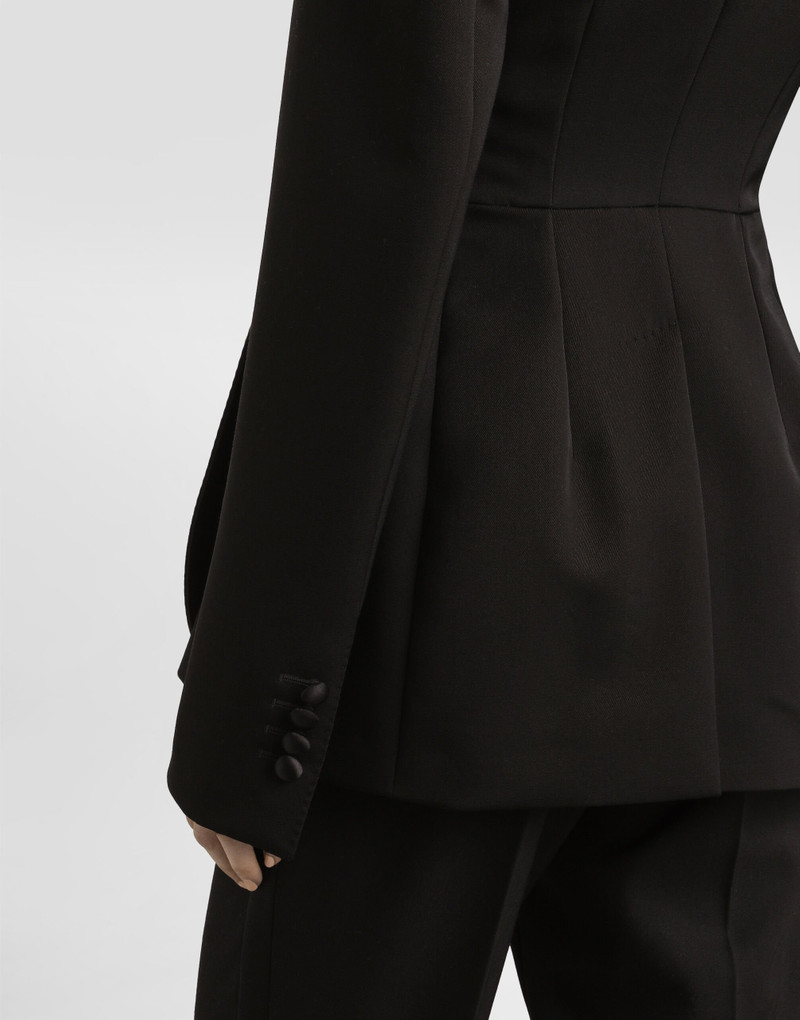 Double-breasted wool gabardine tuxedo jacket 6
