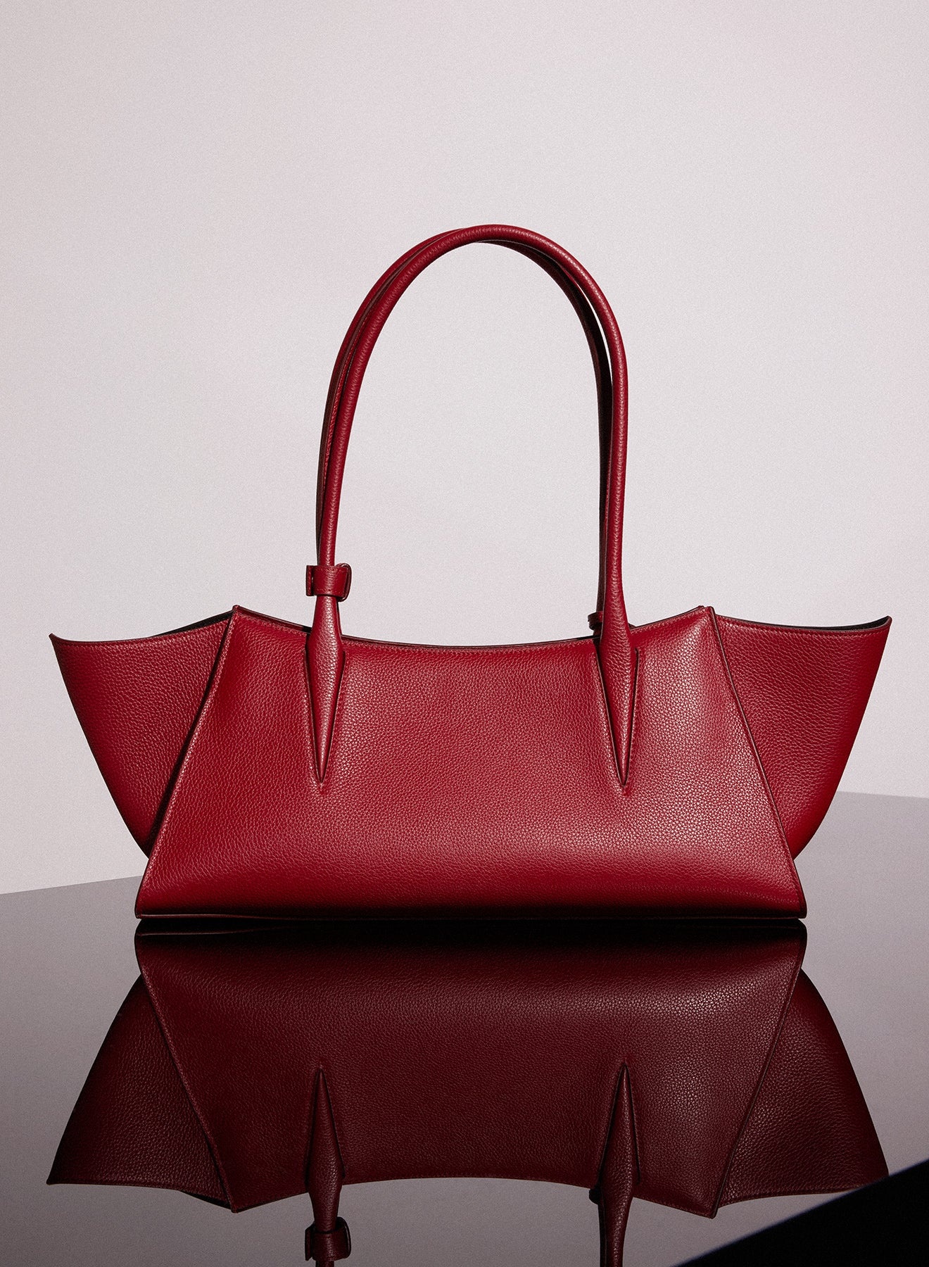 red grained leather fang bag - 4