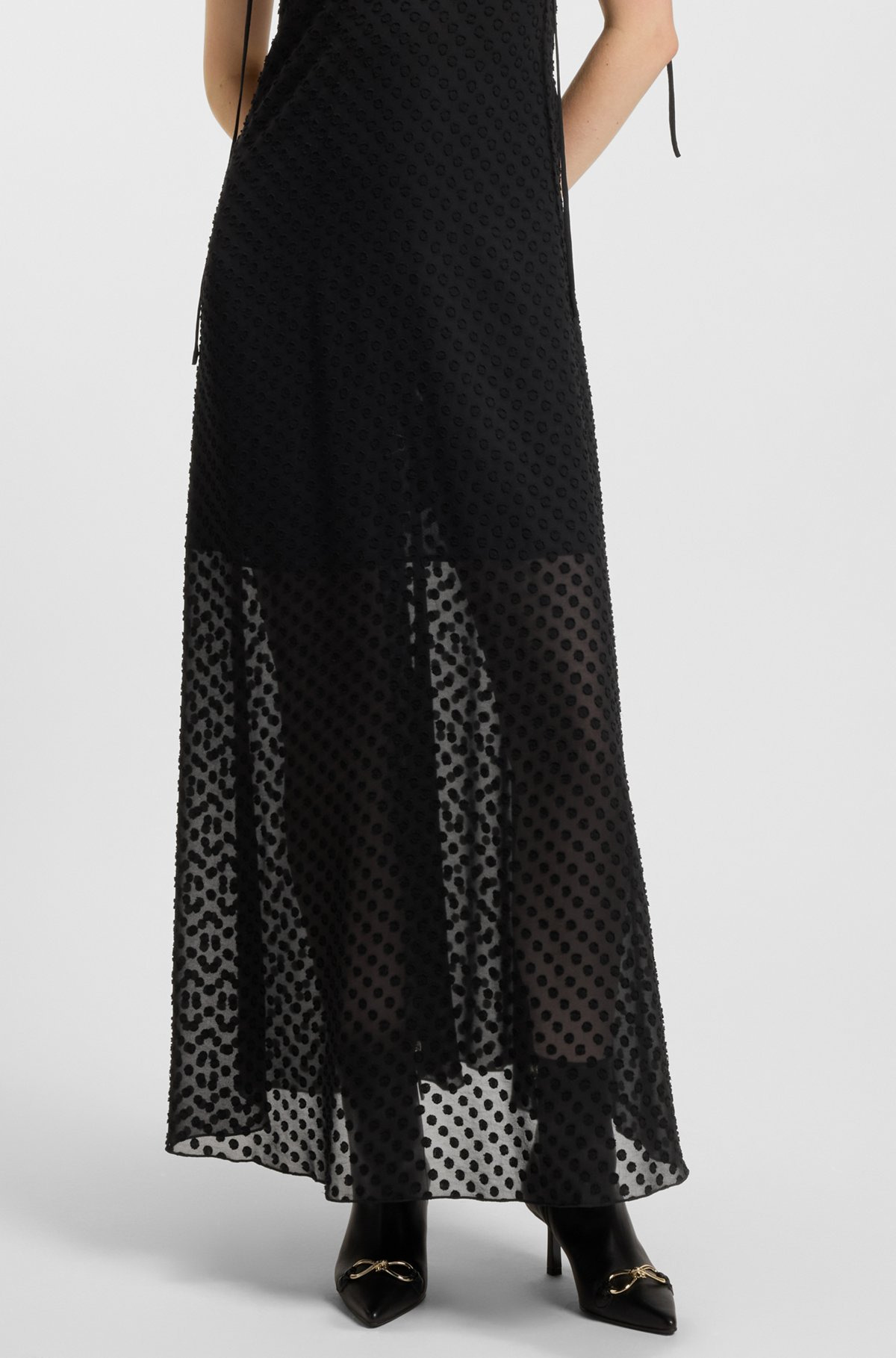 SPAGHETTI-STRAP DRESS WITH DEVORÉ DOT PATTERN - 6