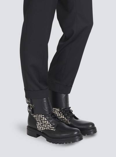 Balmain Bicolor smooth and monogram jacquard Phil Ranger ankle boots outlook