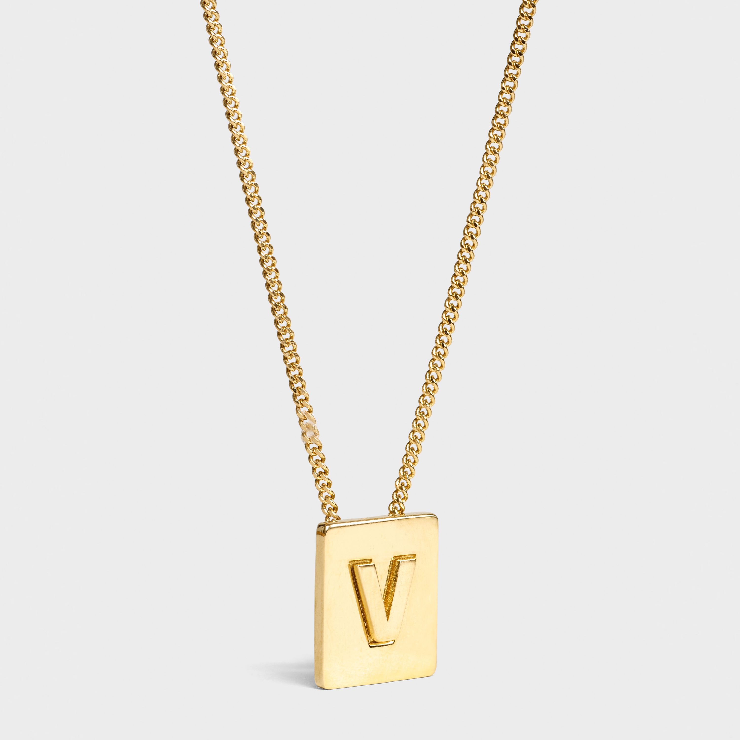 Alphabet V Necklace in Brass with Gold finish - 1