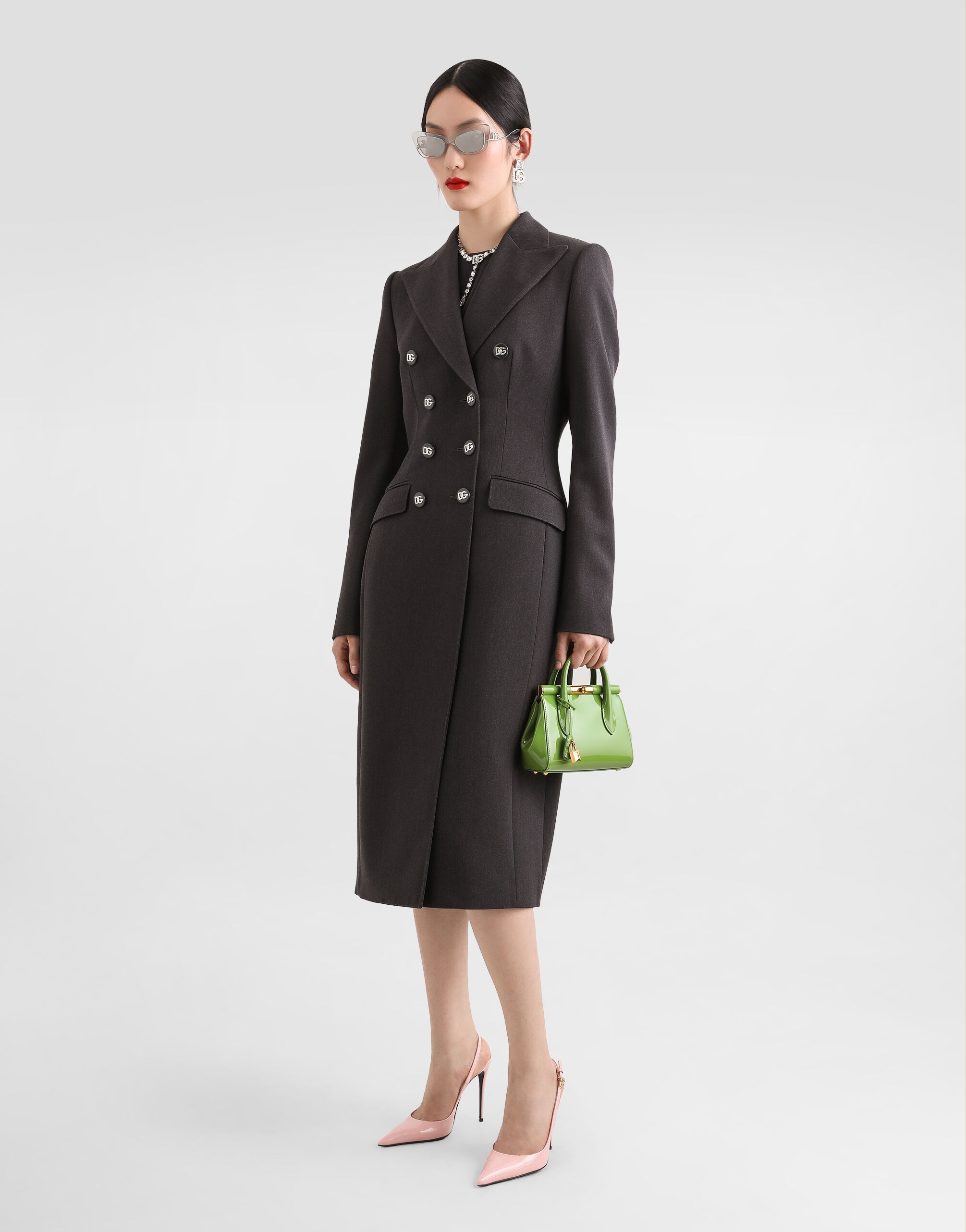 Double-breasted wool coat with DG-branded buttons - 2