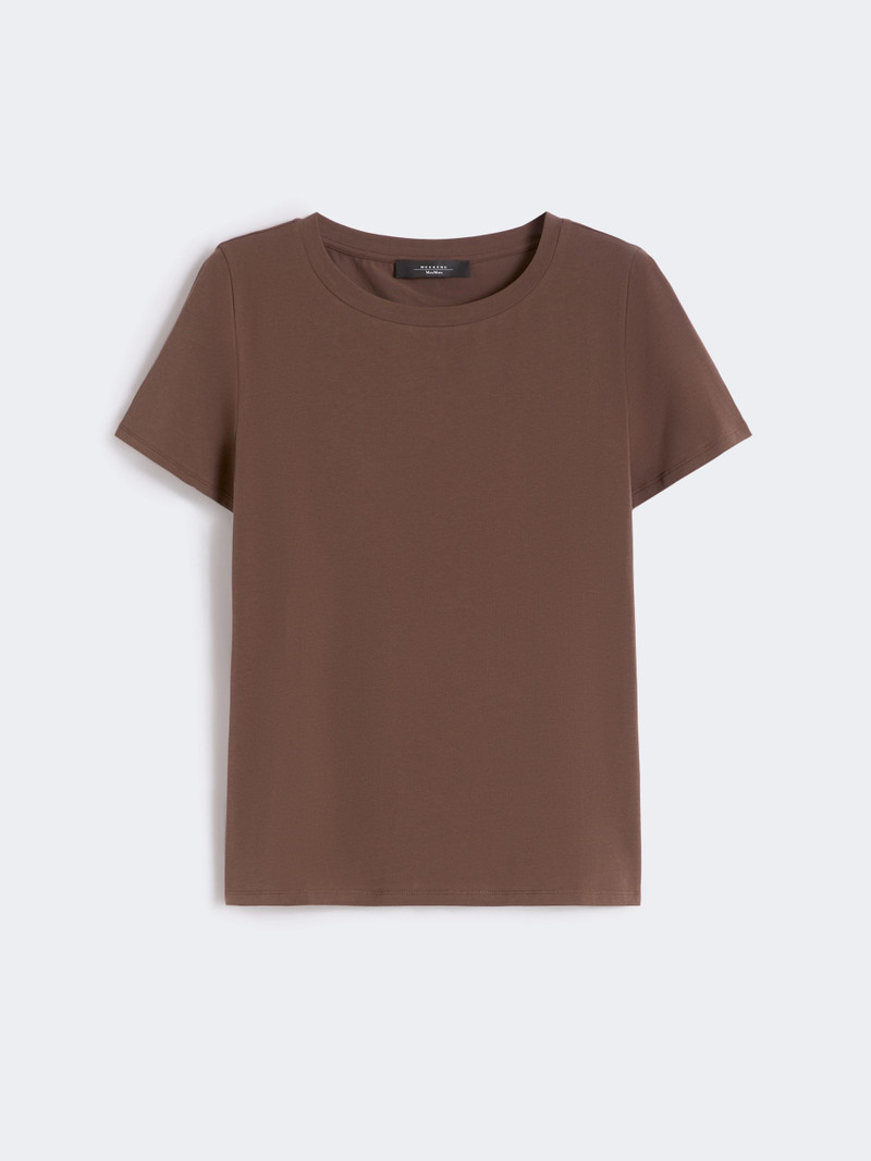 MULTIF Stretch jersey basic T-shirt - CHOCOLATE 1