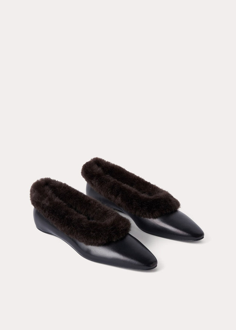 Totême The Faux Fur Trim Ballerina black outlook