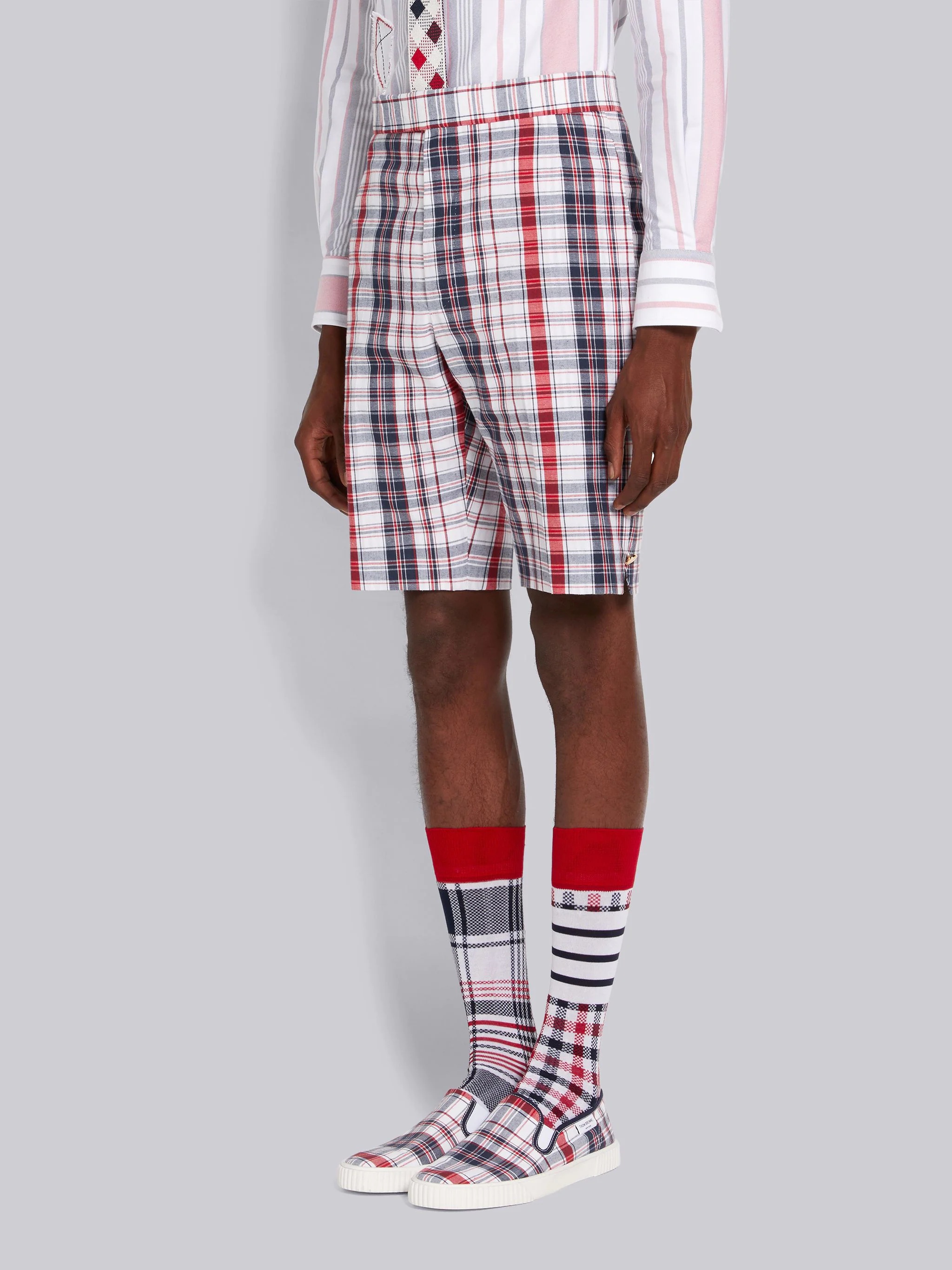 Multicolor Striped Plaid Classic Backstrap Short - 2