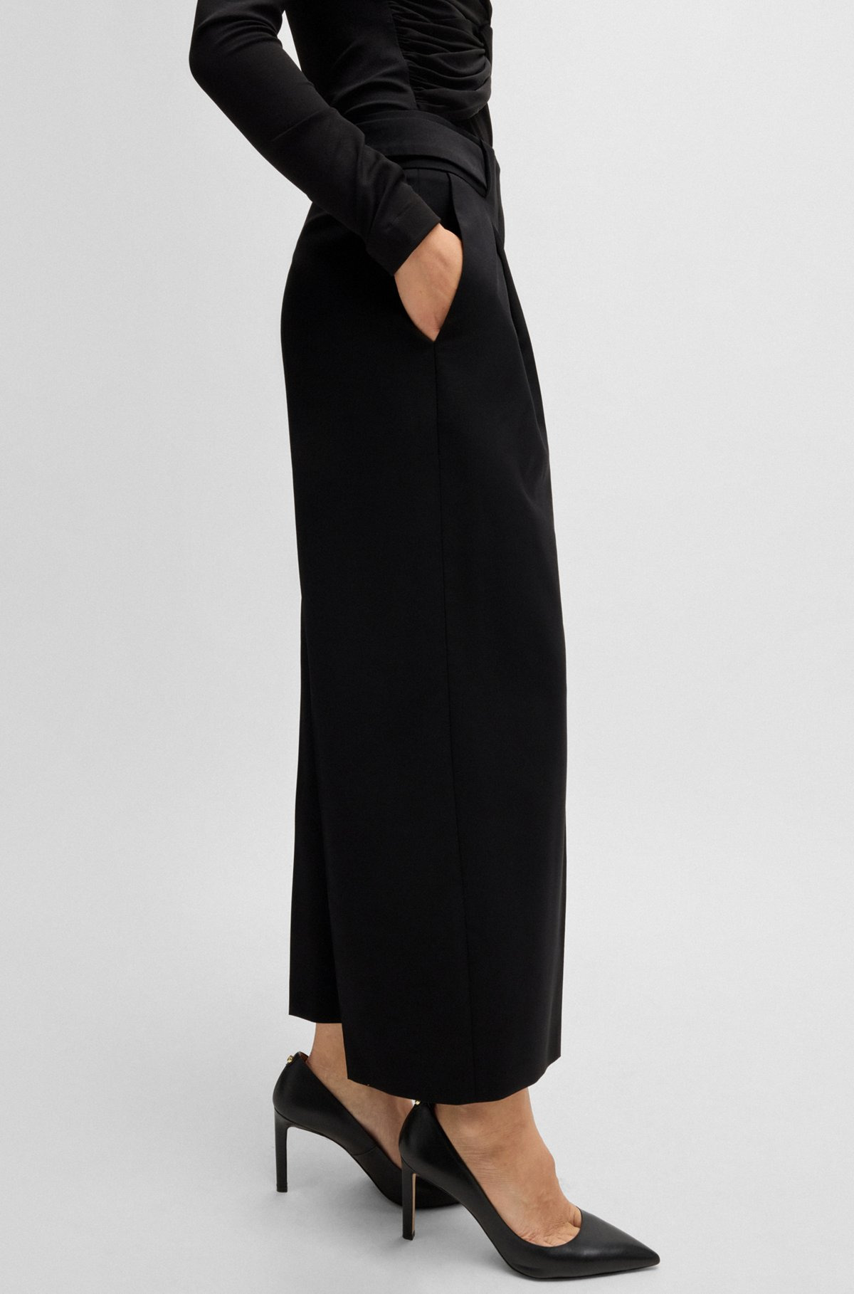 REGULAR-FIT HIGH-WAISTED TROUSERS IN WOOL - 5