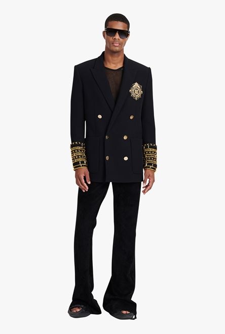 Black twill blazer with double-breasted gold-tone buttoned fastening - 2