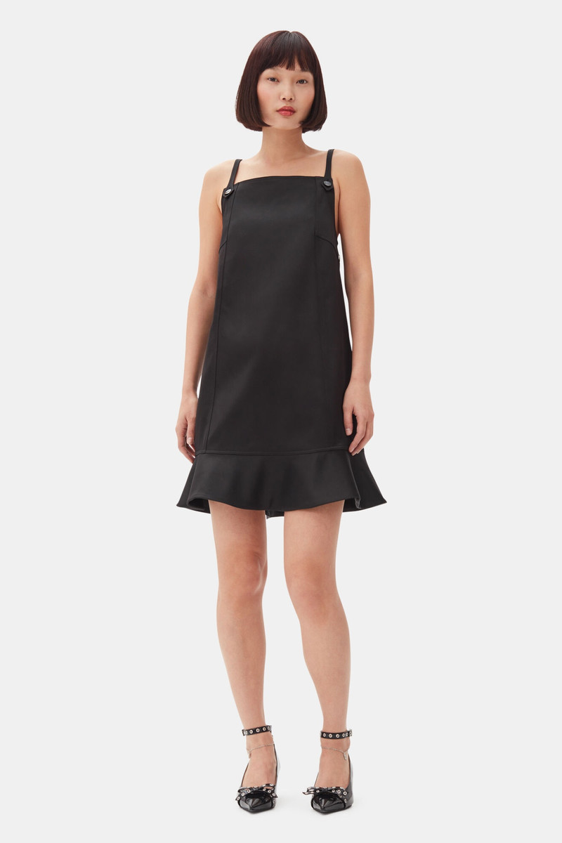 GANNI BLACK DUCHESSE SATIN MINI DRESS outlook
