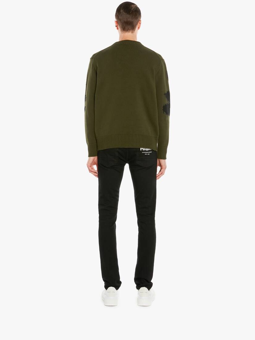 Mcqueen Graffiti Knit Jumper in Khaki - 4