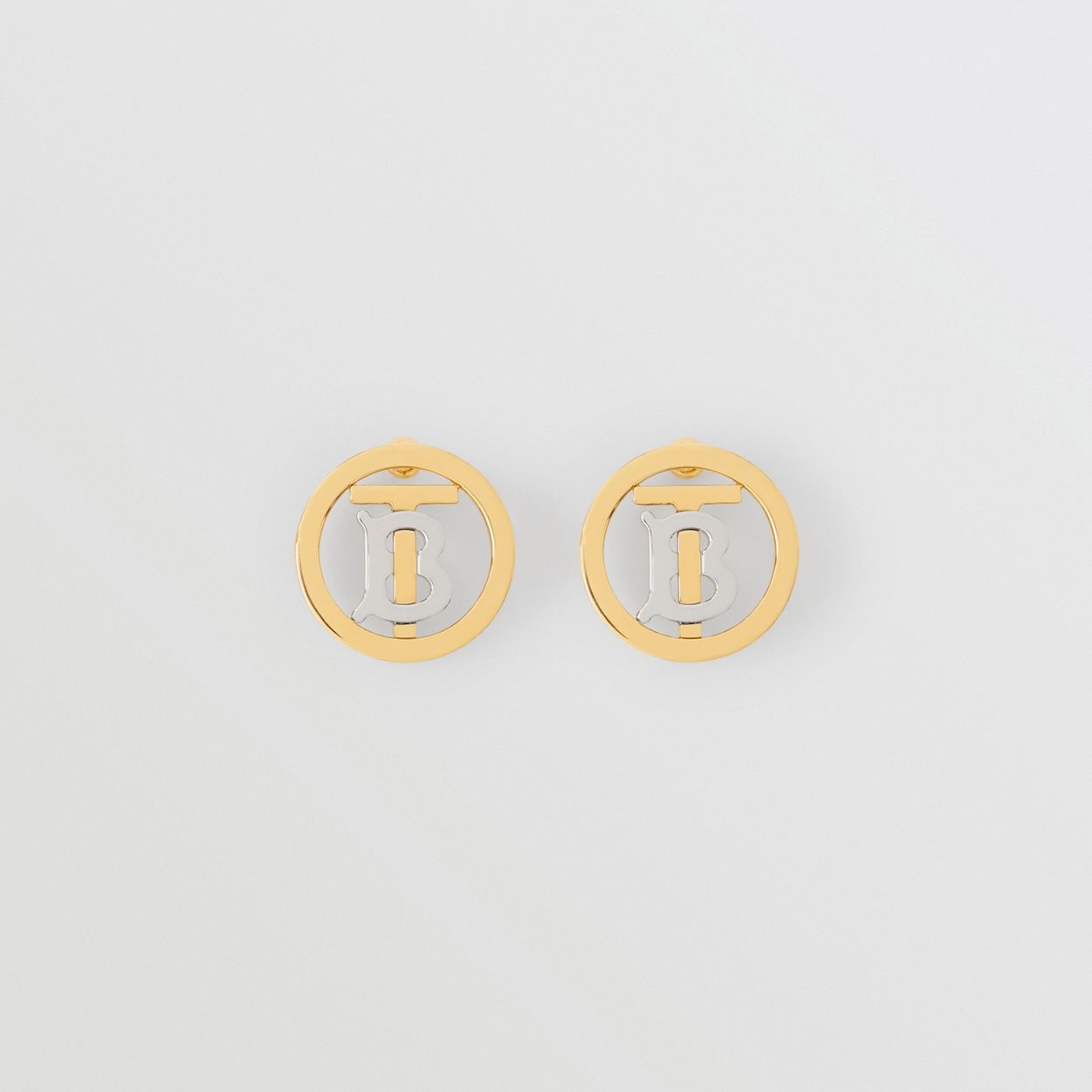 Gold and Palladium-plated Monogram Motif Earrings - 1
