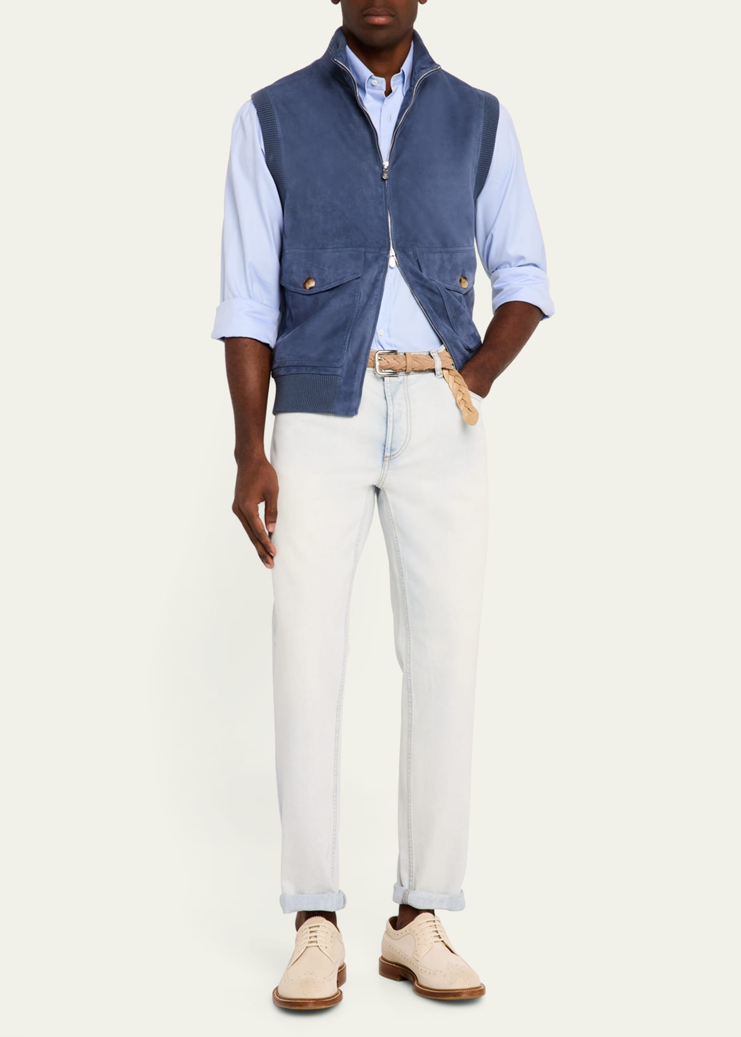 Men's Straight-Fit Light Wash Jeans - 2