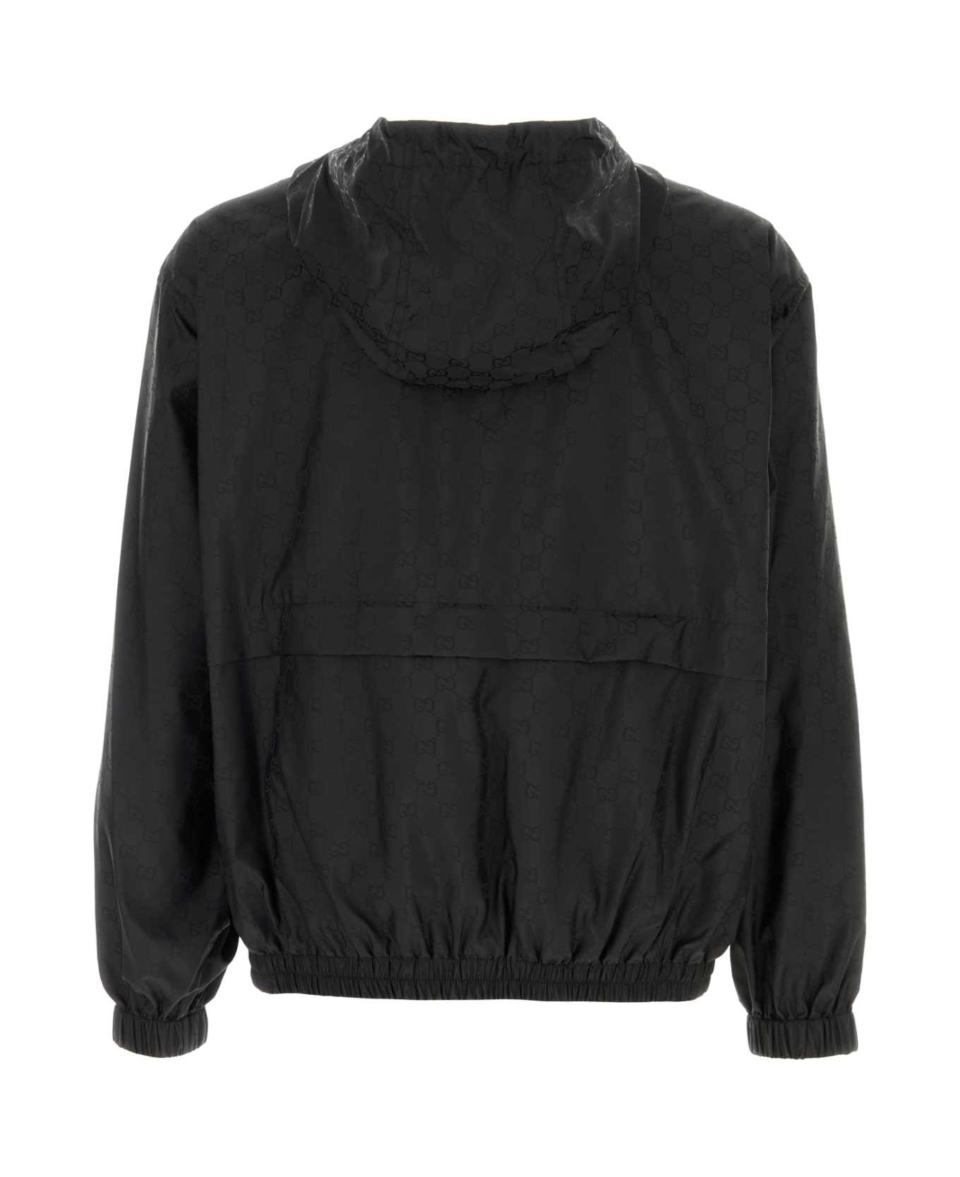 Black Gg Fabric Windbreaker - 2