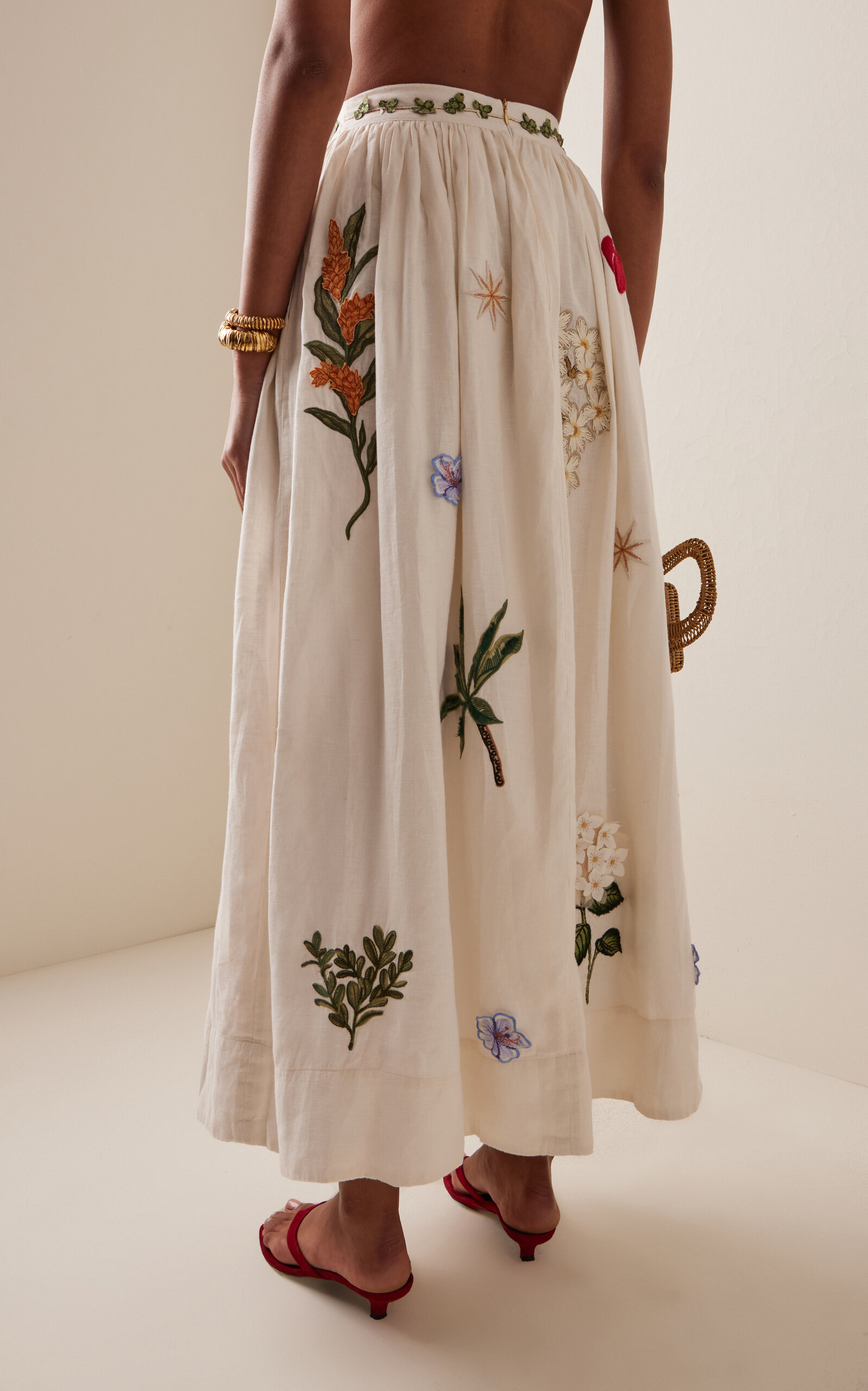 Tangelo Embroidered Linen Maxi Skirt multi - 5