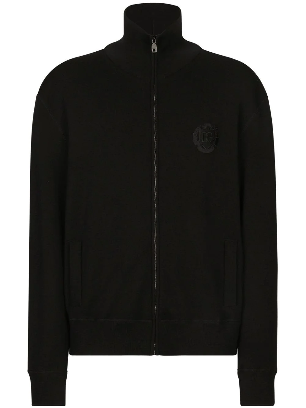 logo-patch zip-up cardigan - 1