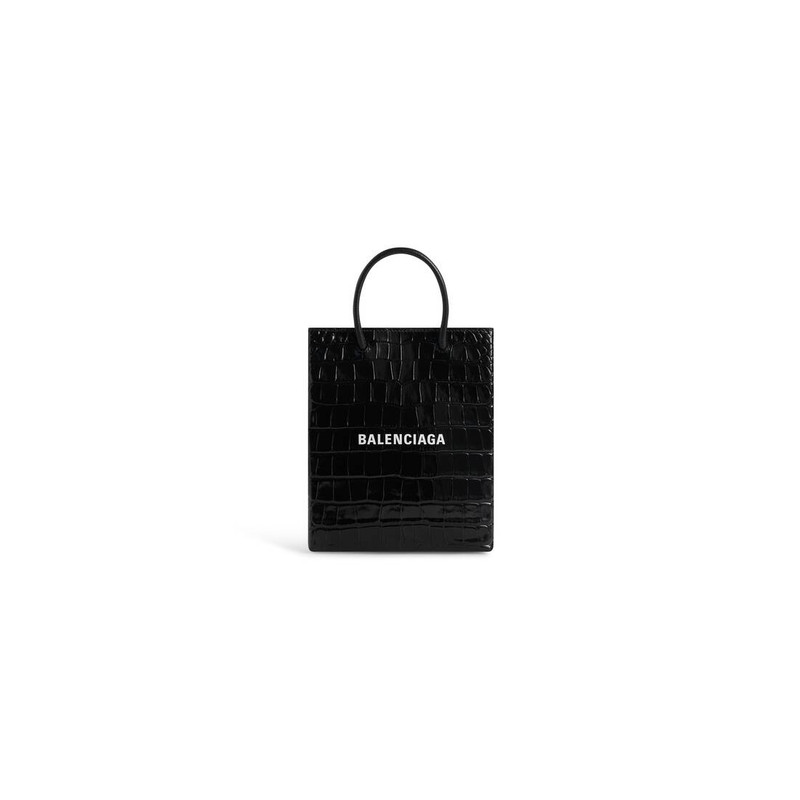 Women's Large Shopping Bag Crocodile Embossed  in Black 1