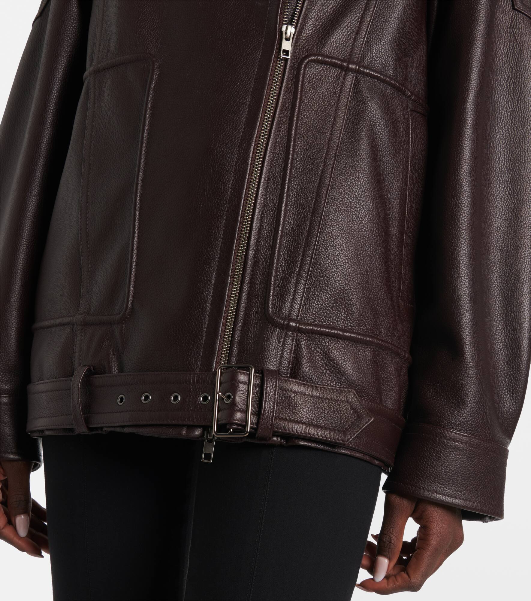 Leather biker jacket - 5