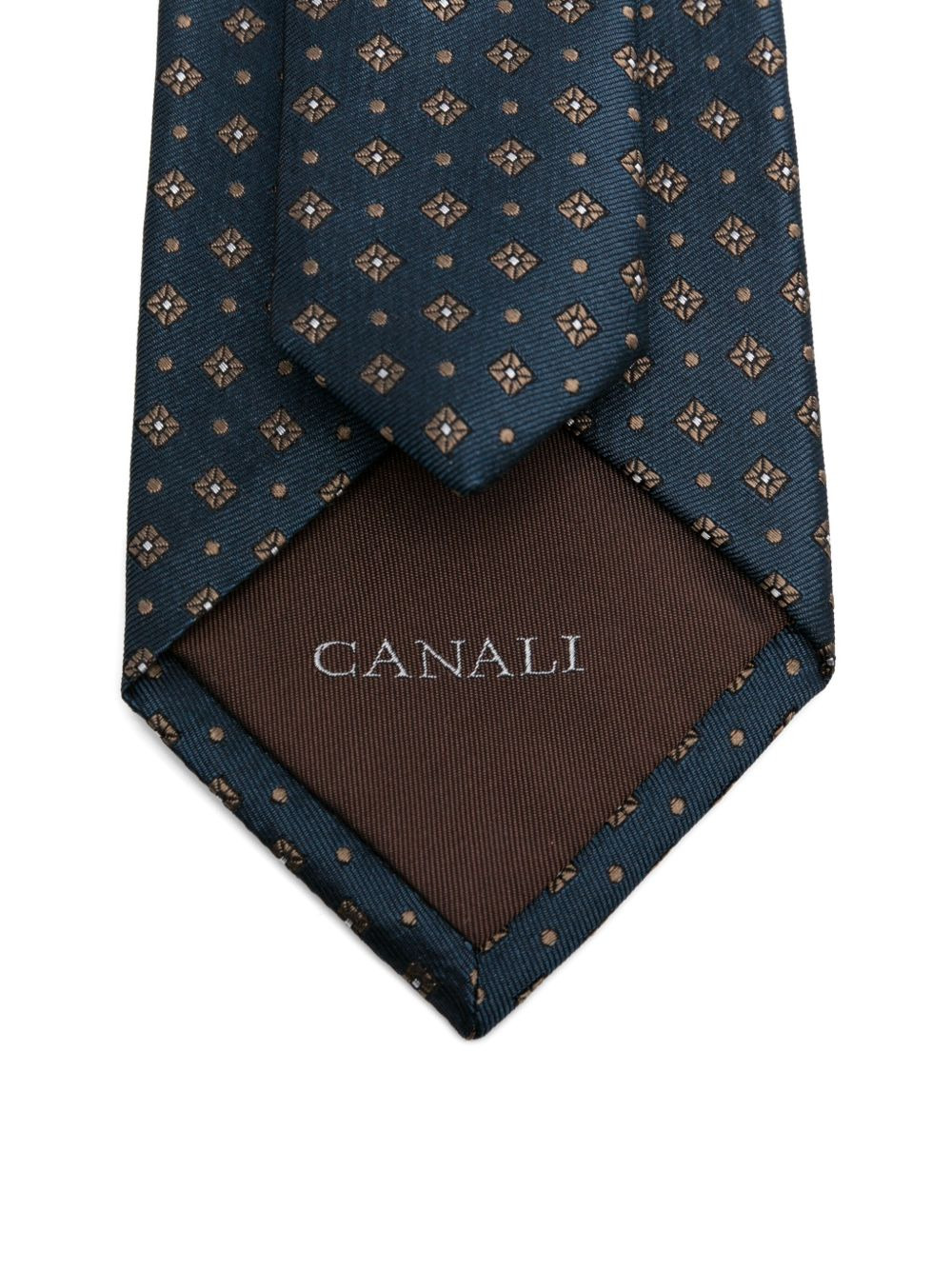 geometric-pattern silk tie - 2