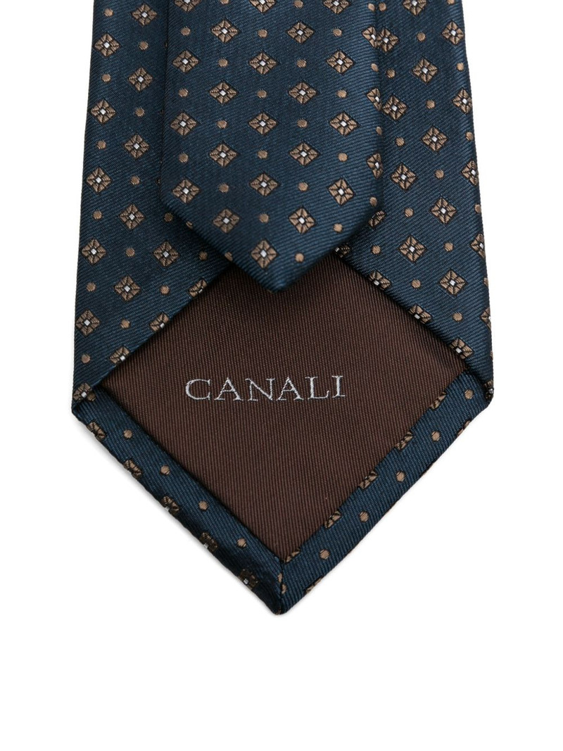 Canali geometric-pattern silk tie outlook