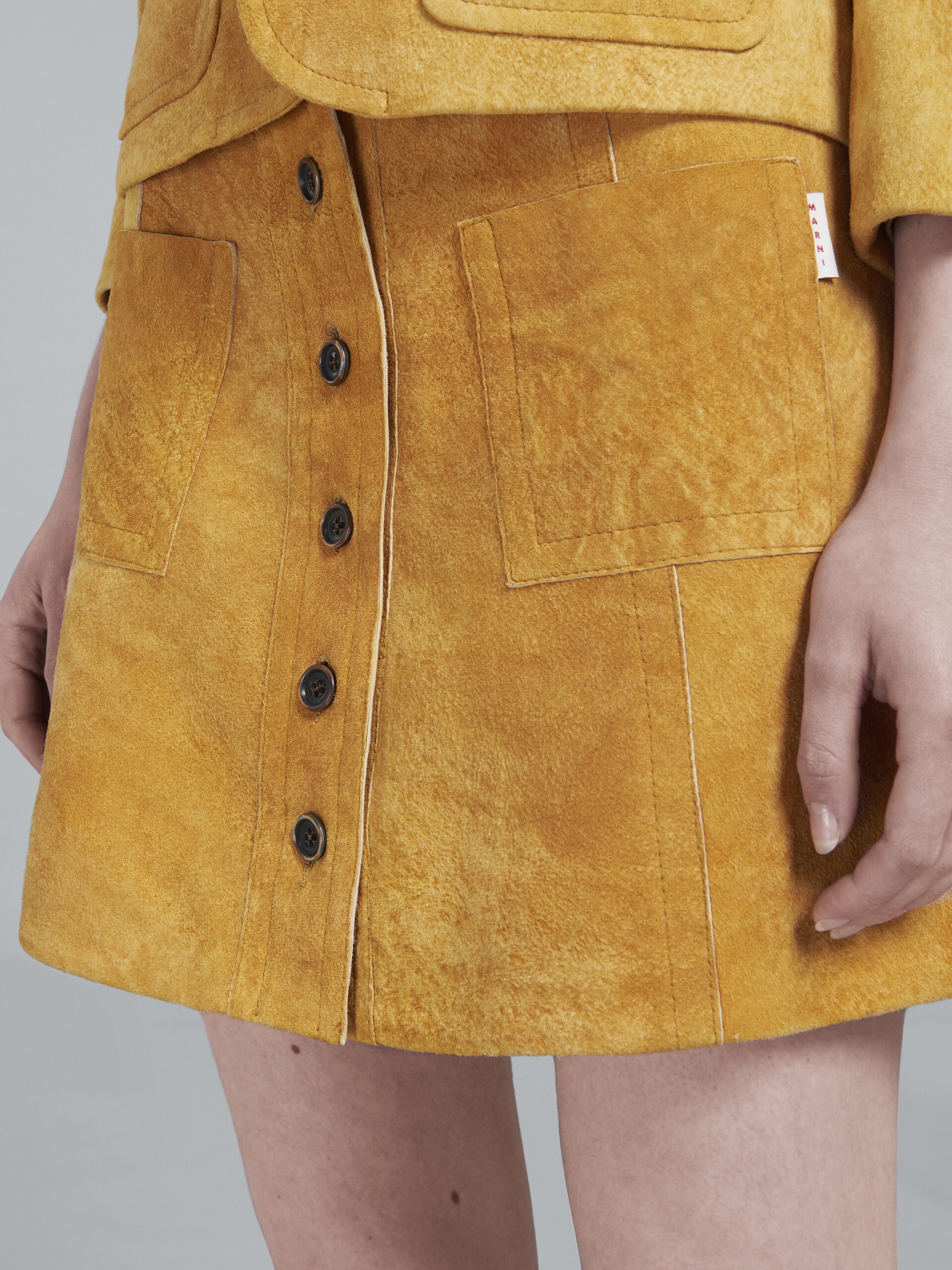 LIGHT ORANGE LEATHER SKIRT - 4