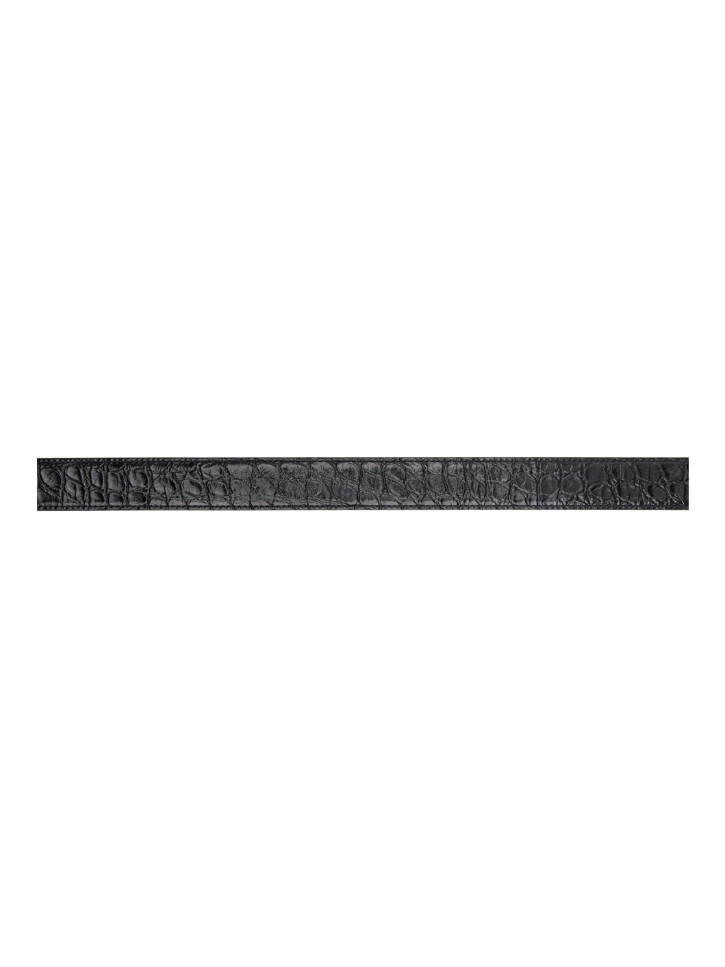 Black Croc Effect Leather Belt - 2