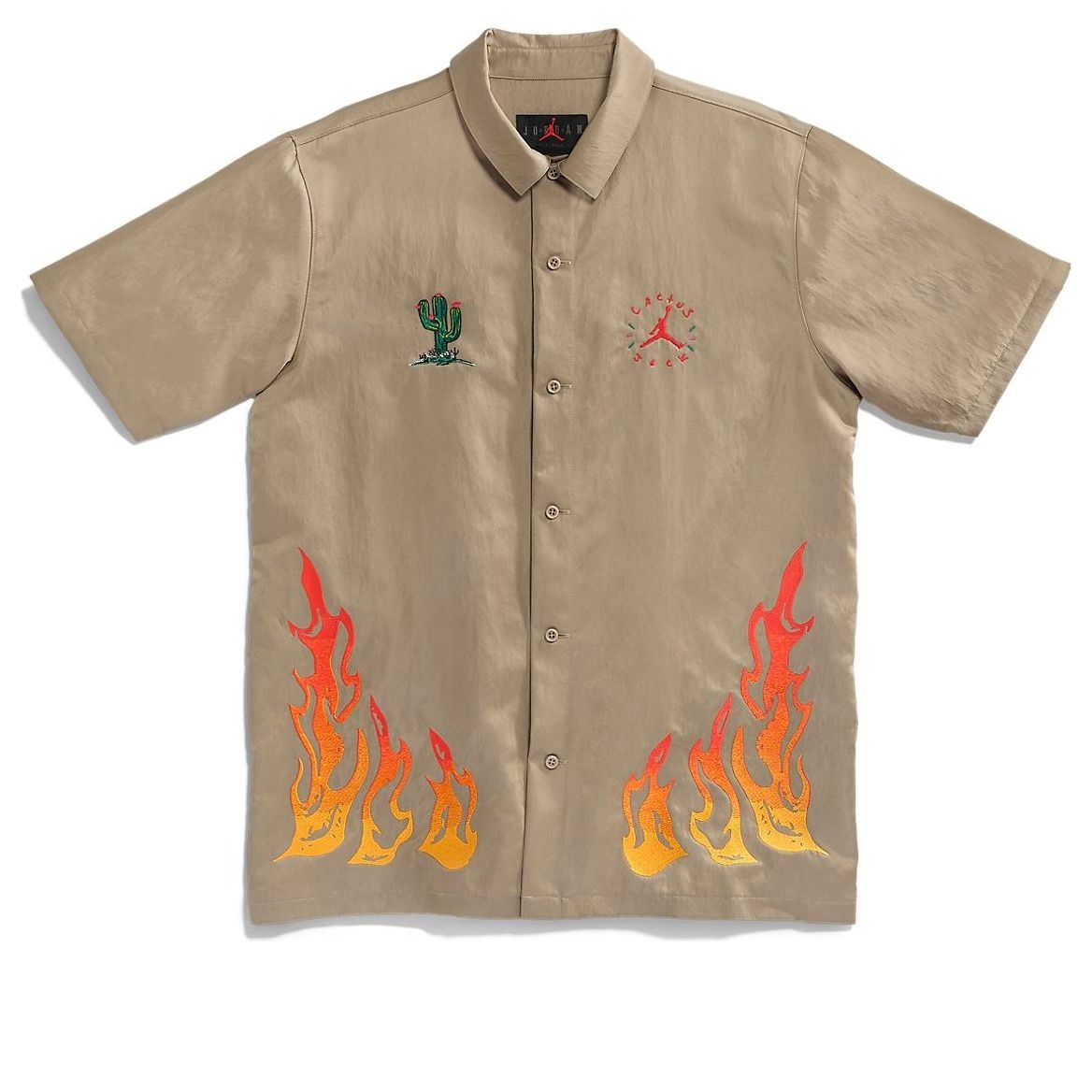 Air Jordan x Cactus Jack by Travis Scott Button Down Shirt 'Khaki University Red' CW3128-247 - 2