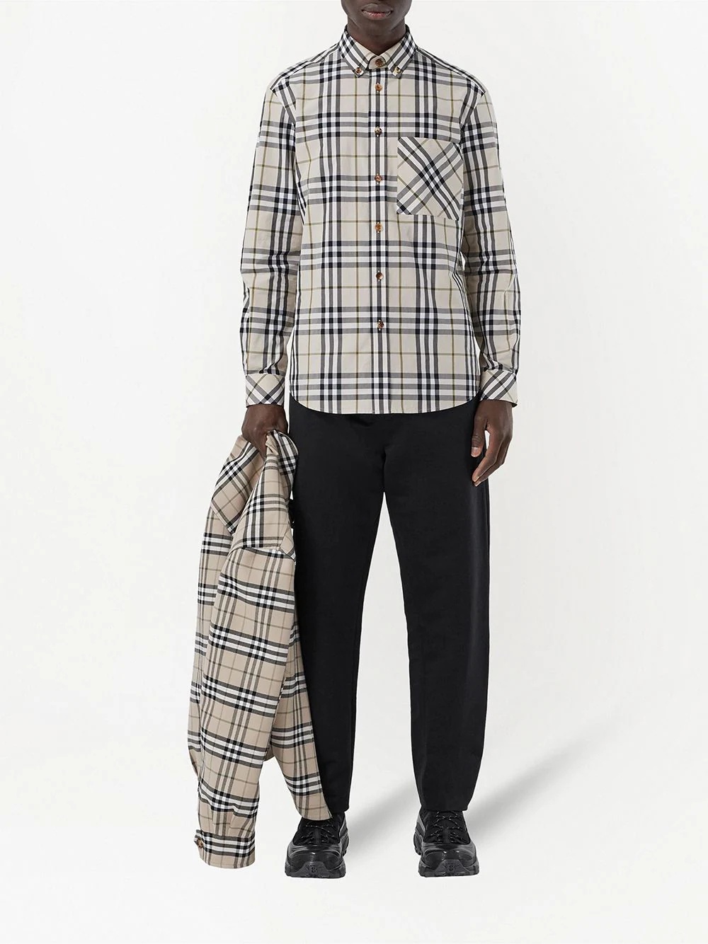 button-down signature check shirt - 2