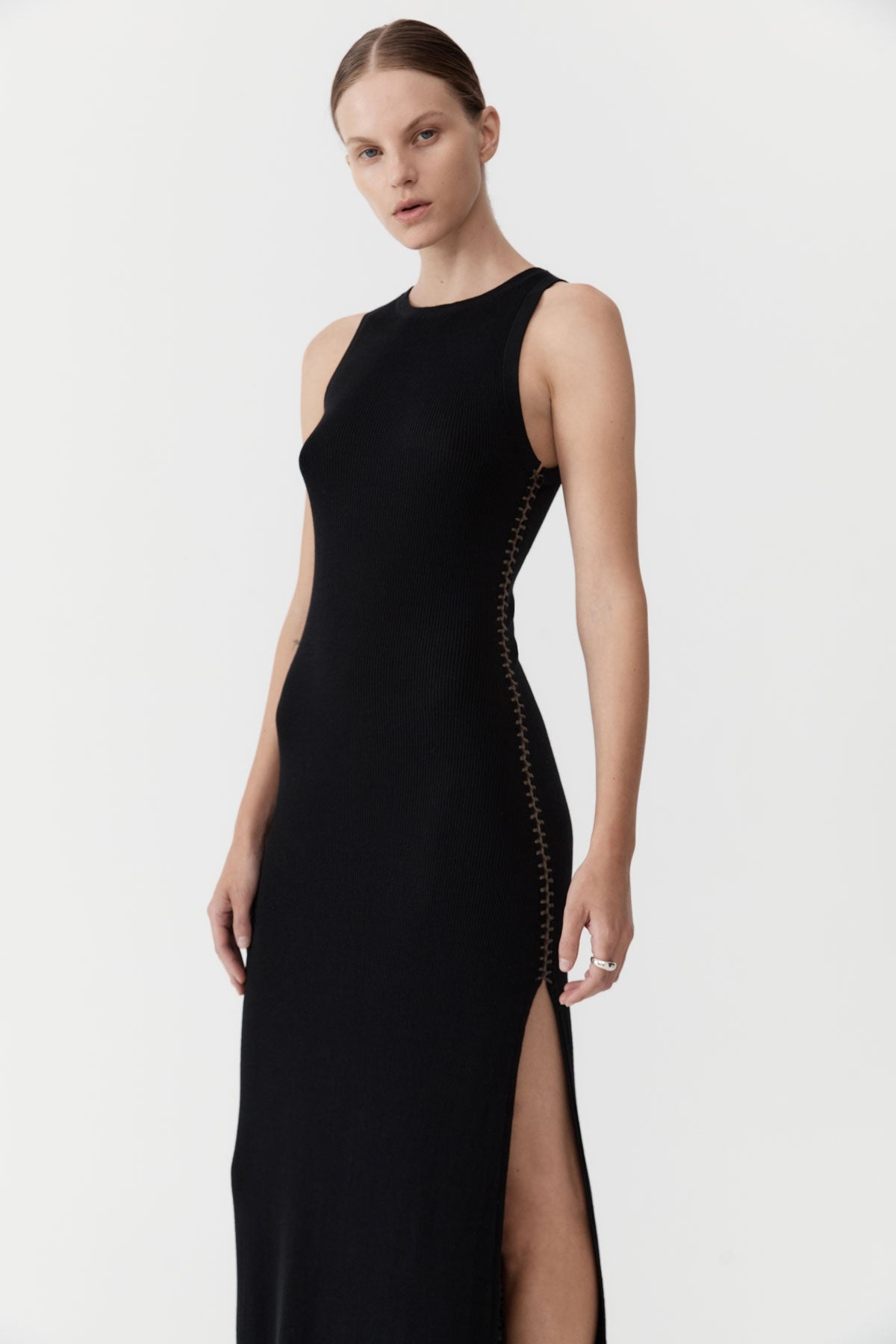 Stitch Detail Dress - Black - 3
