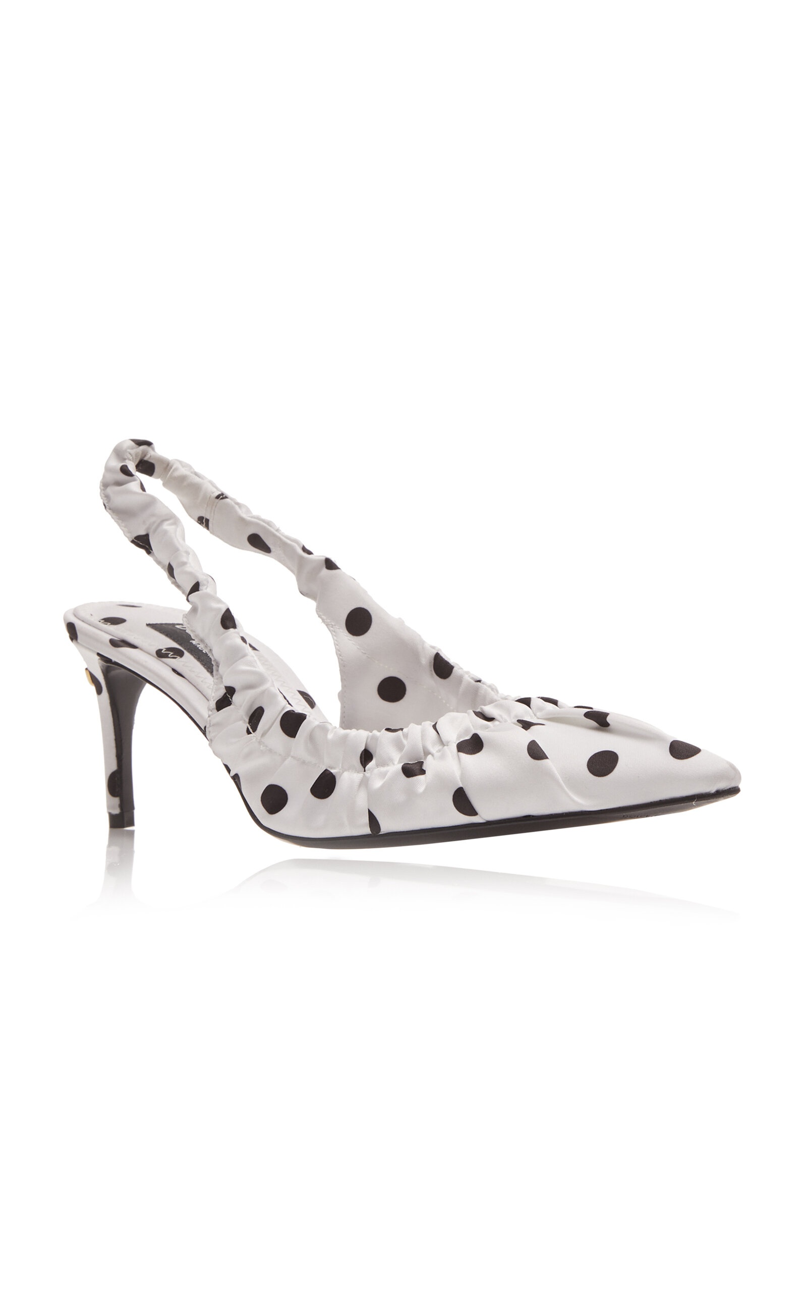 Polka-Dot Satin Slingback Pumps white - 5