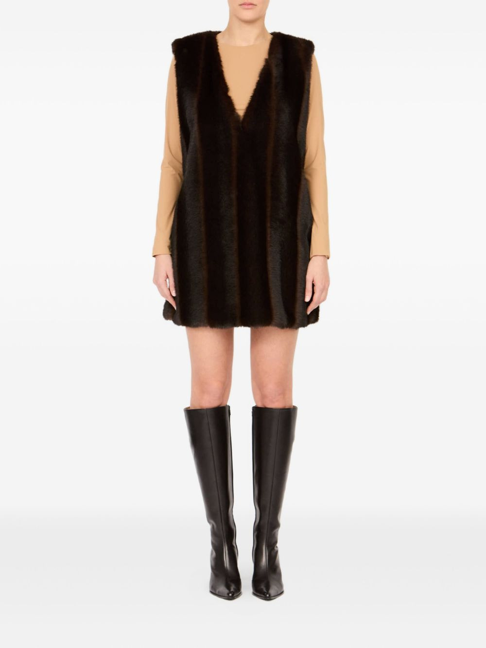 faux-fur mini dress - 2