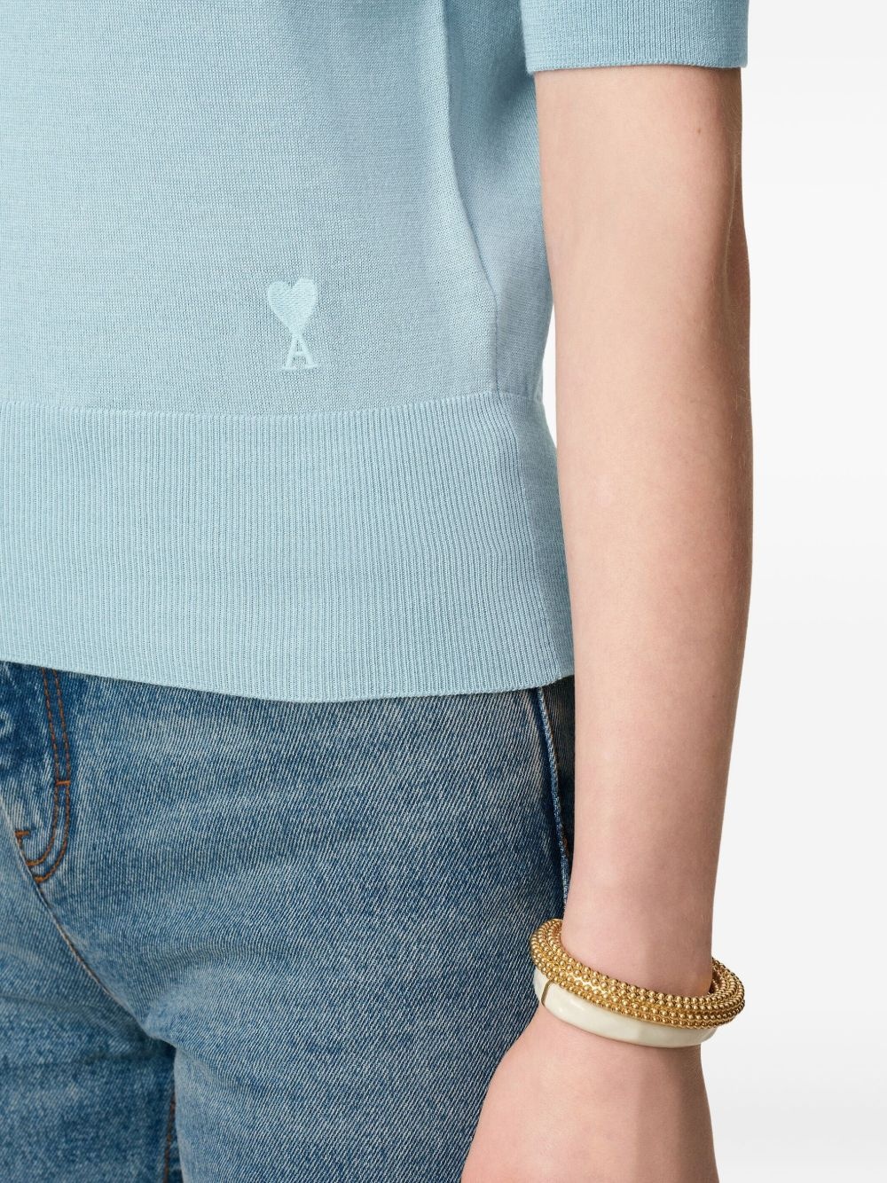 logo-embroidered polo top - 6