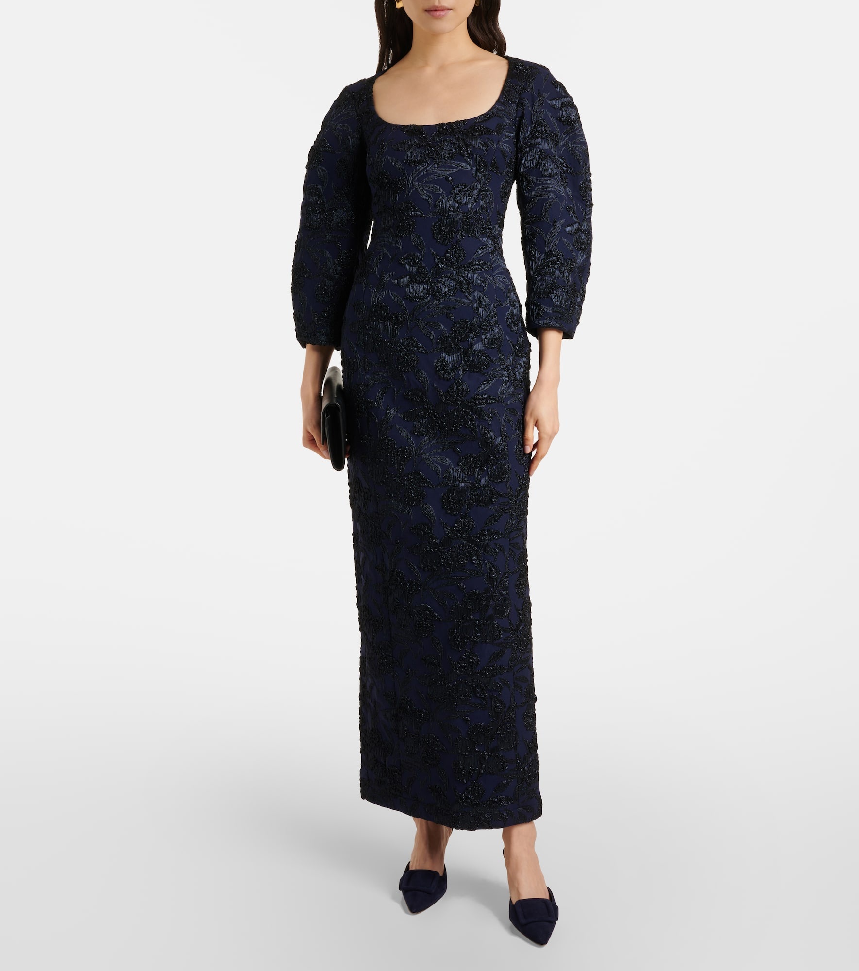 Floral metallic-effect jacquard gown - 2