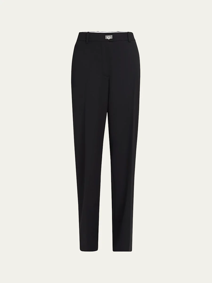 Turn-Lock Crepe Straight-Leg Pants - 1